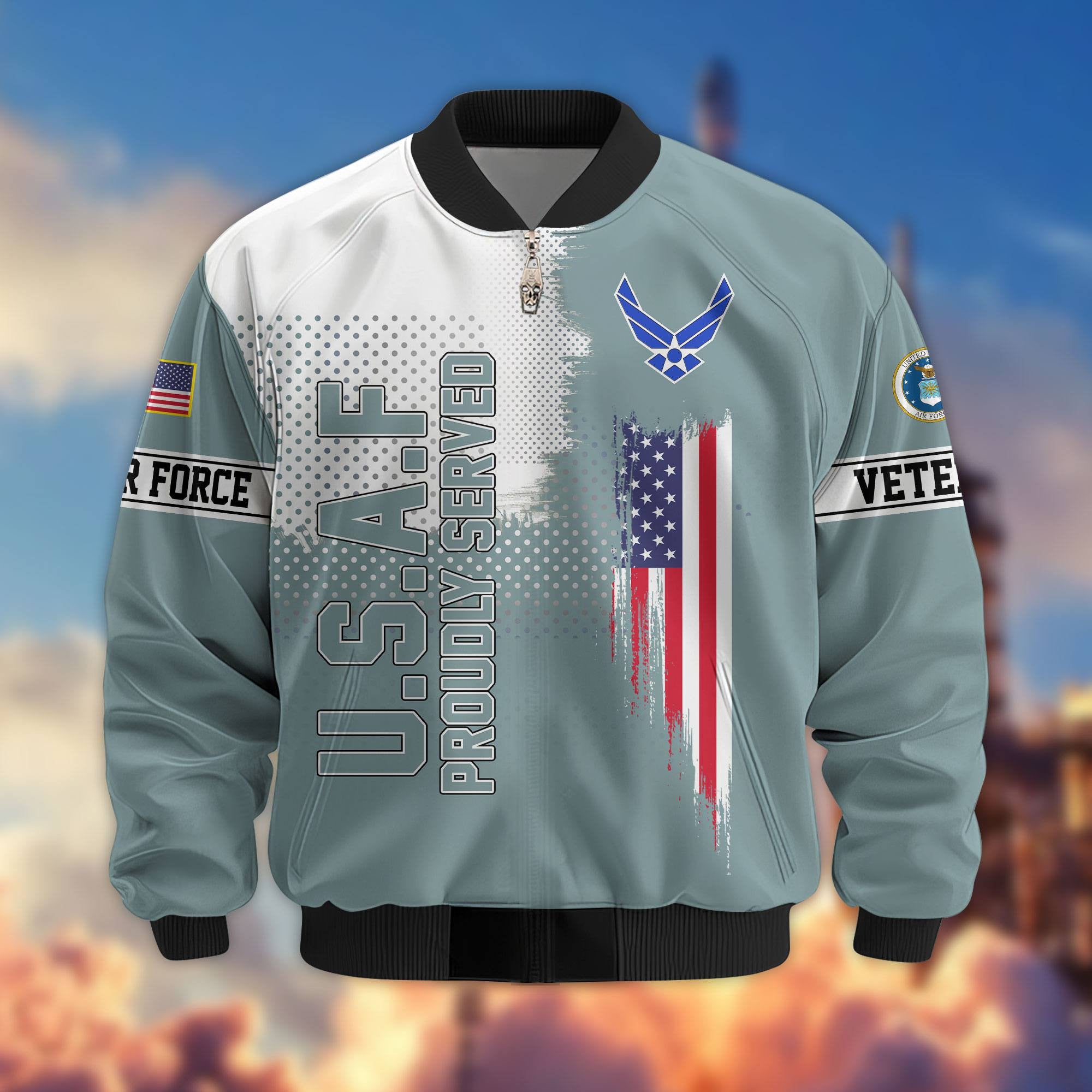 Premium Sons Of America US Veterans Bomber Jacket, Gifts For US Veterans, Gifts For Dad, Gifts On Father's Day, Veterans Day.