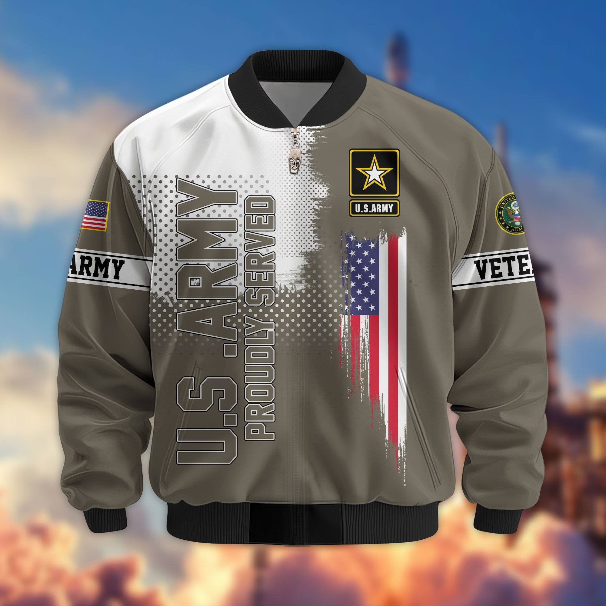 Premium Sons Of America US Veterans Bomber Jacket, Gifts For US Veterans, Gifts For Dad, Gifts On Father's Day, Veterans Day.