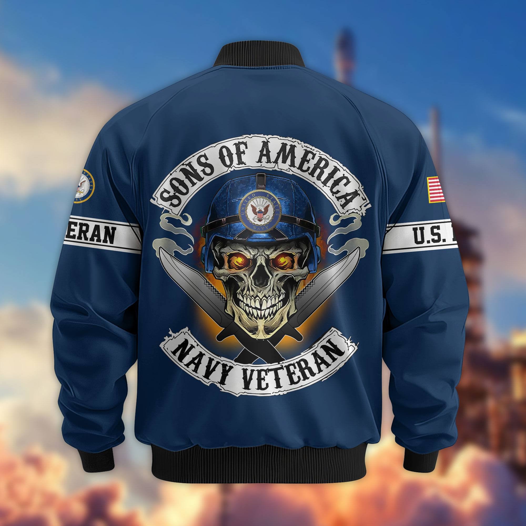 Premium Sons Of America US Veterans Bomber Jacket, Gifts For US Veterans, Gifts For Dad, Gifts On Father's Day, Veterans Day.