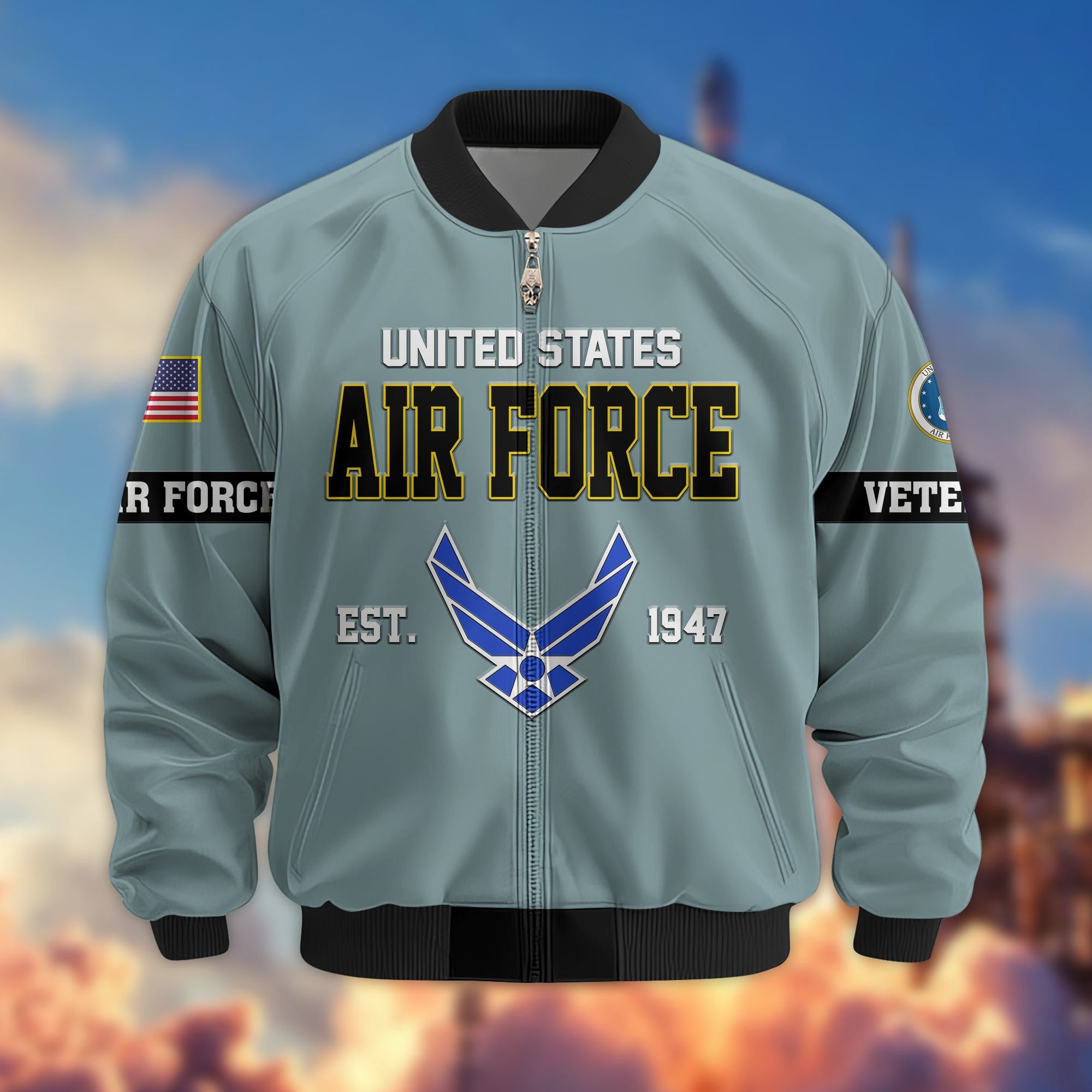 Premium US Veterans Bomber Jacket, Gifts For US Veterans, Gifts On Father's Day, Veterans Day.