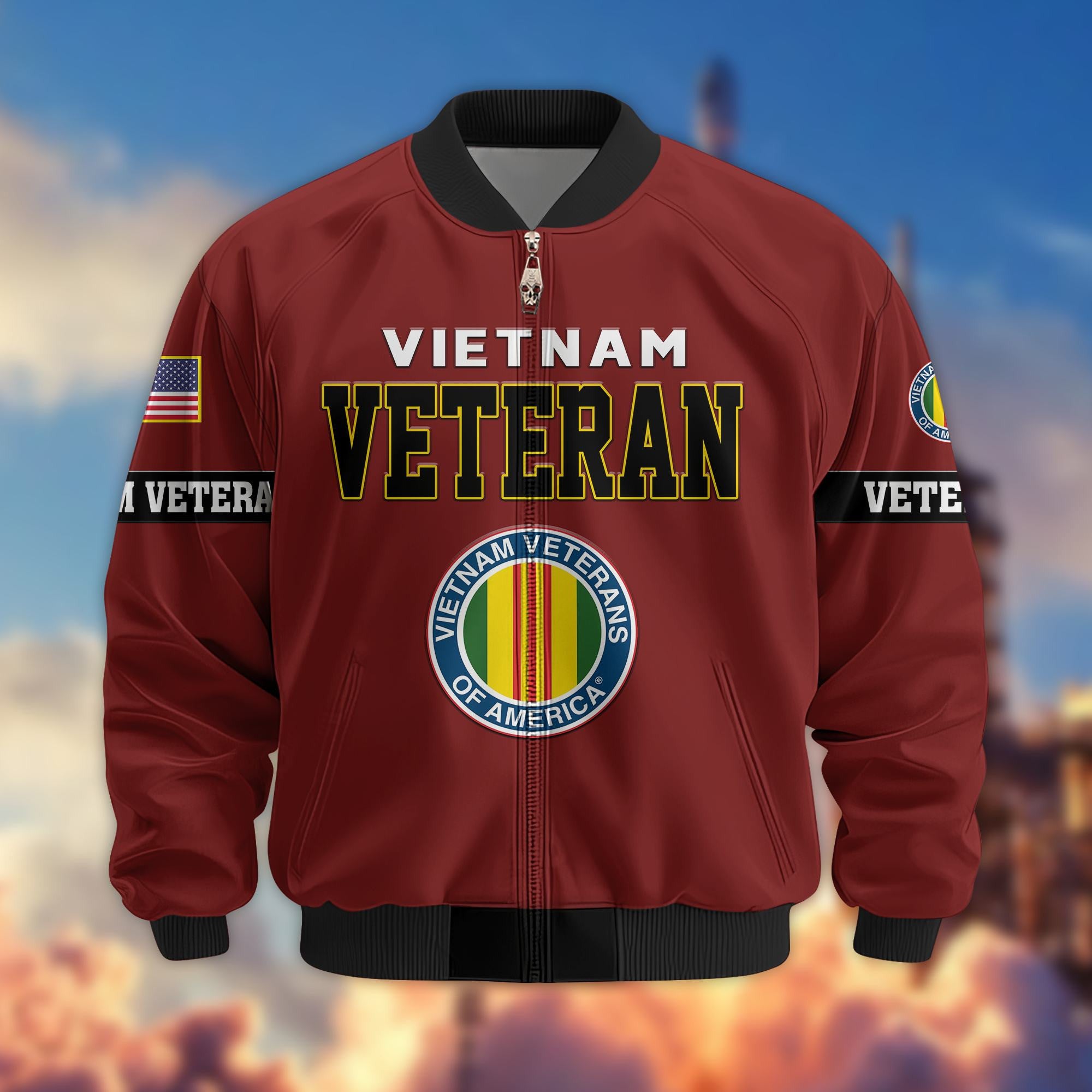 Premium US Veterans Bomber Jacket, Gifts For US Veterans, Gifts On Father's Day, Veterans Day.