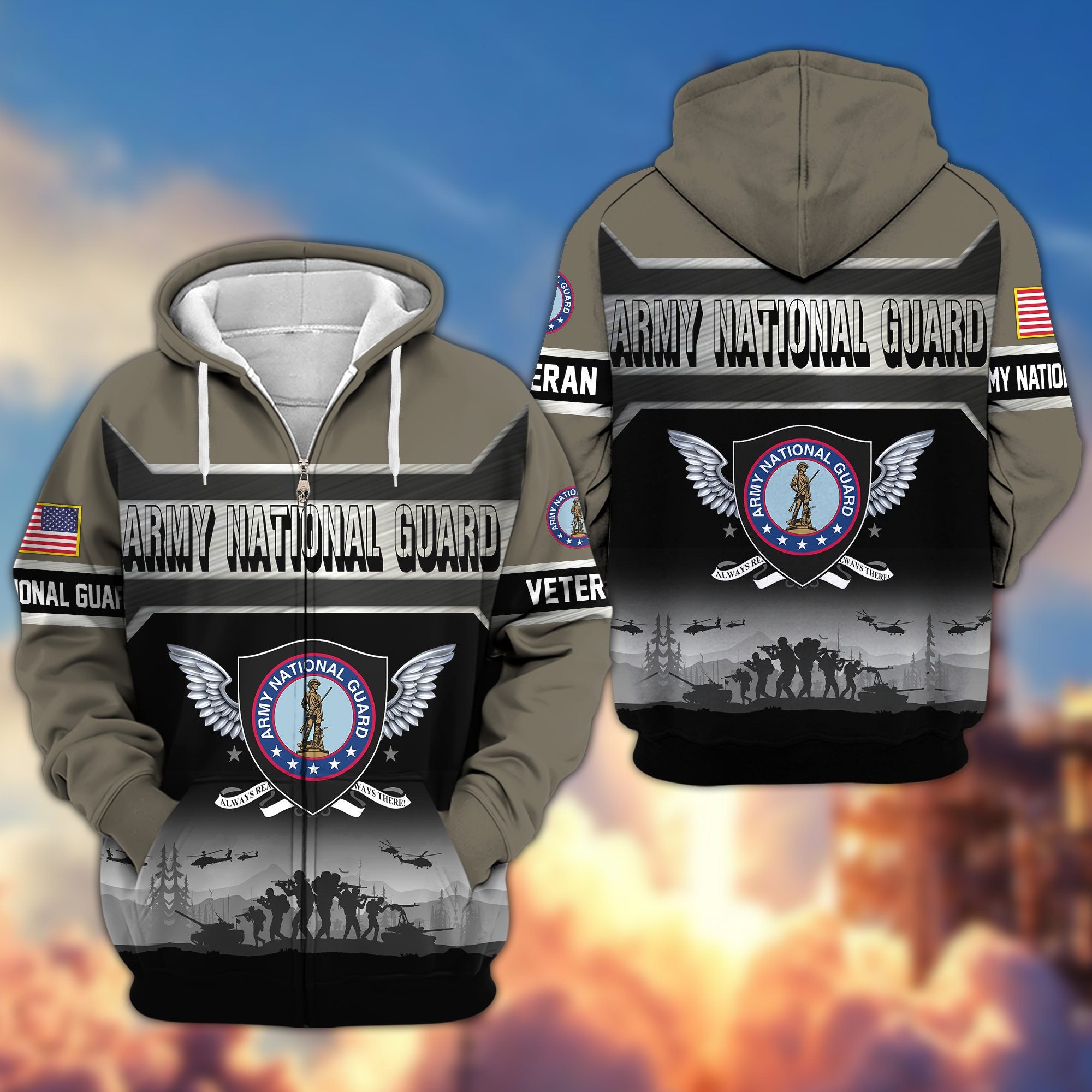 Premium US Veterans Zip Hoodie, Gifts For US Veterans, Gifts On Father's Day, Veterans Day.