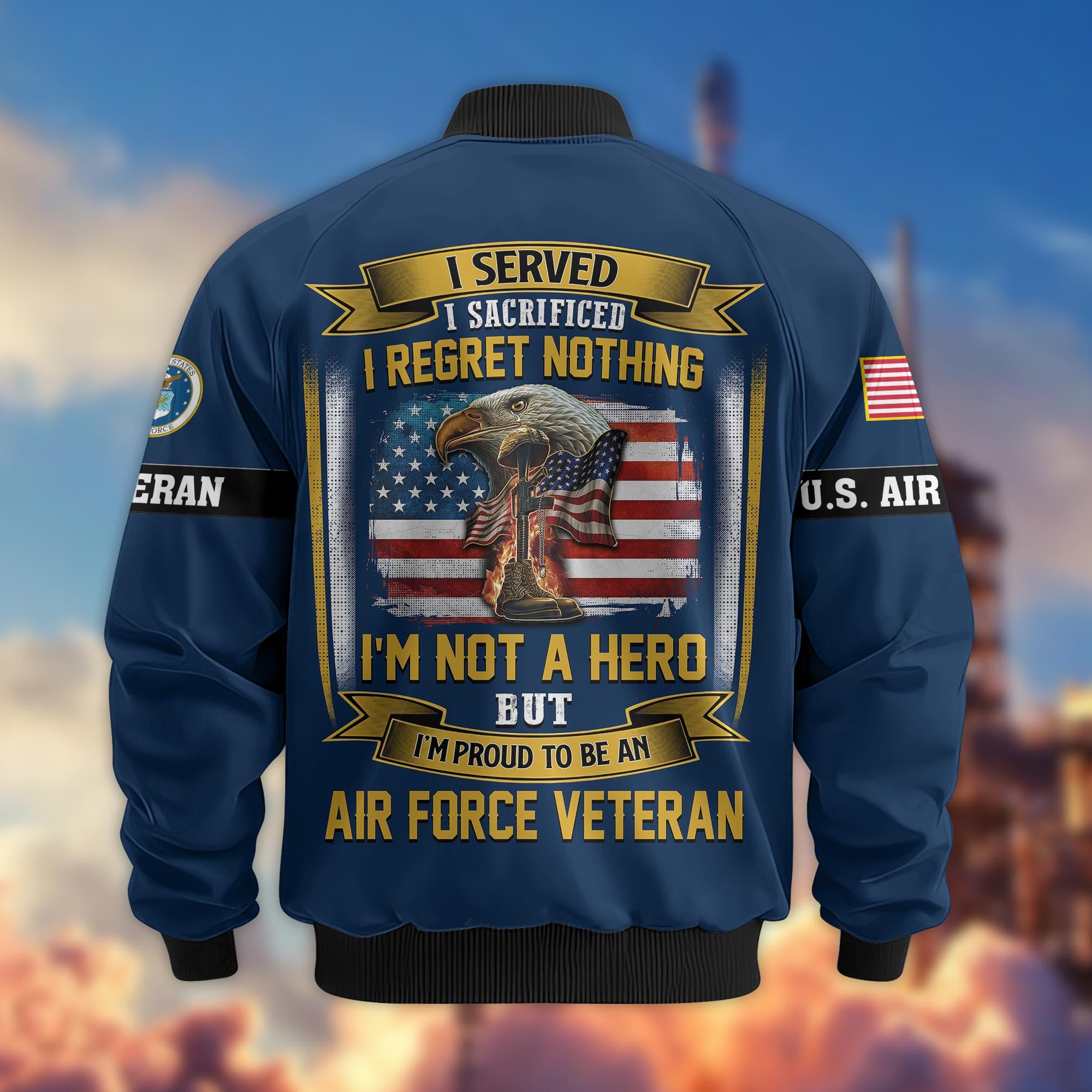 Premium US Veterans Bomber Jacket, Gifts For US Veterans, Gifts On Father's Day, Veterans Day.