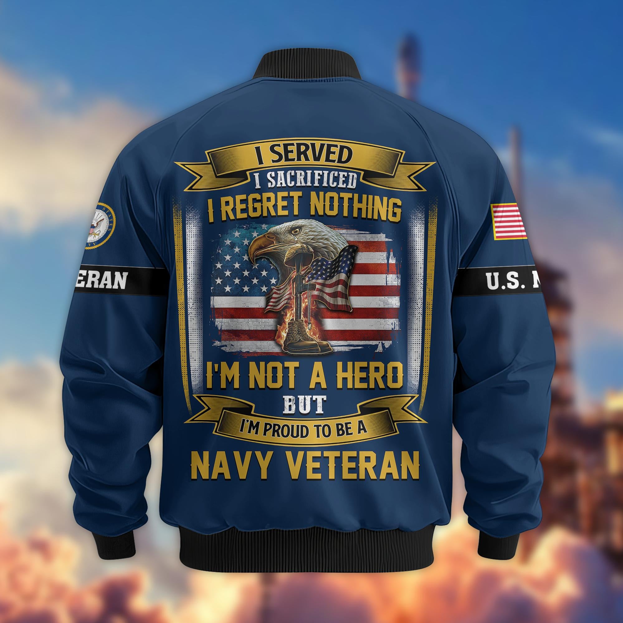 Premium US Veterans Bomber Jacket, Gifts For US Veterans, Gifts On Father's Day, Veterans Day.