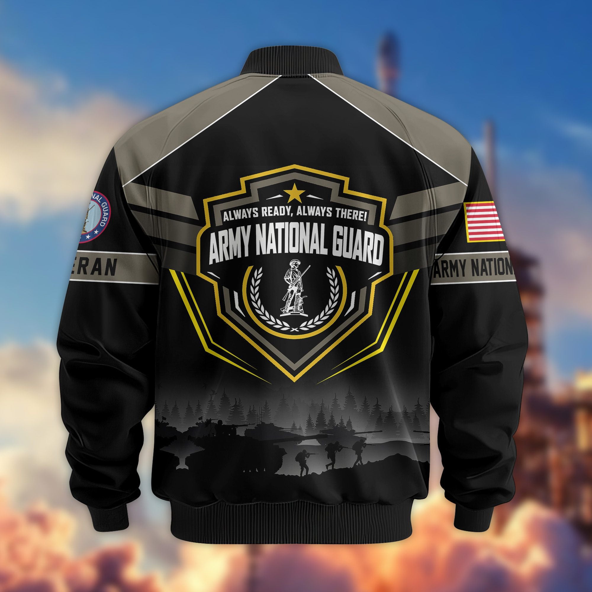 Premium US Veterans Bomber Jacket, Gifts For US Veterans, Gifts On Father's Day, Veterans Day.