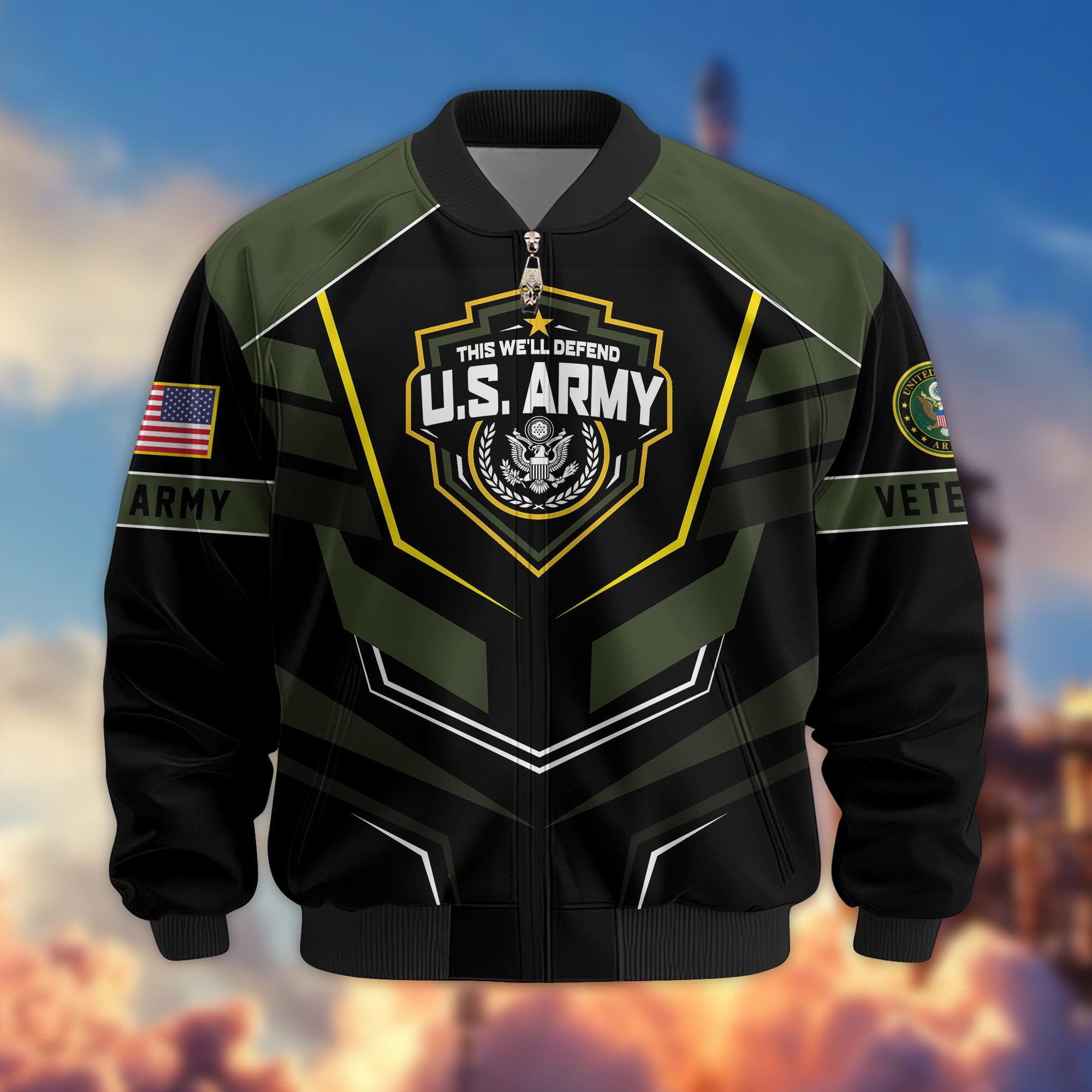 Premium US Veterans Bomber Jacket, Gifts For US Veterans, Gifts On Father's Day, Veterans Day.