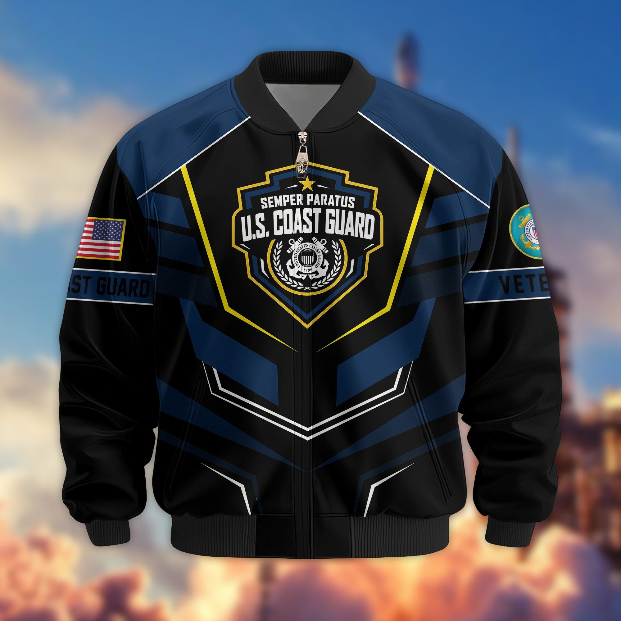 Premium US Veterans Bomber Jacket, Gifts For US Veterans, Gifts On Father's Day, Veterans Day.