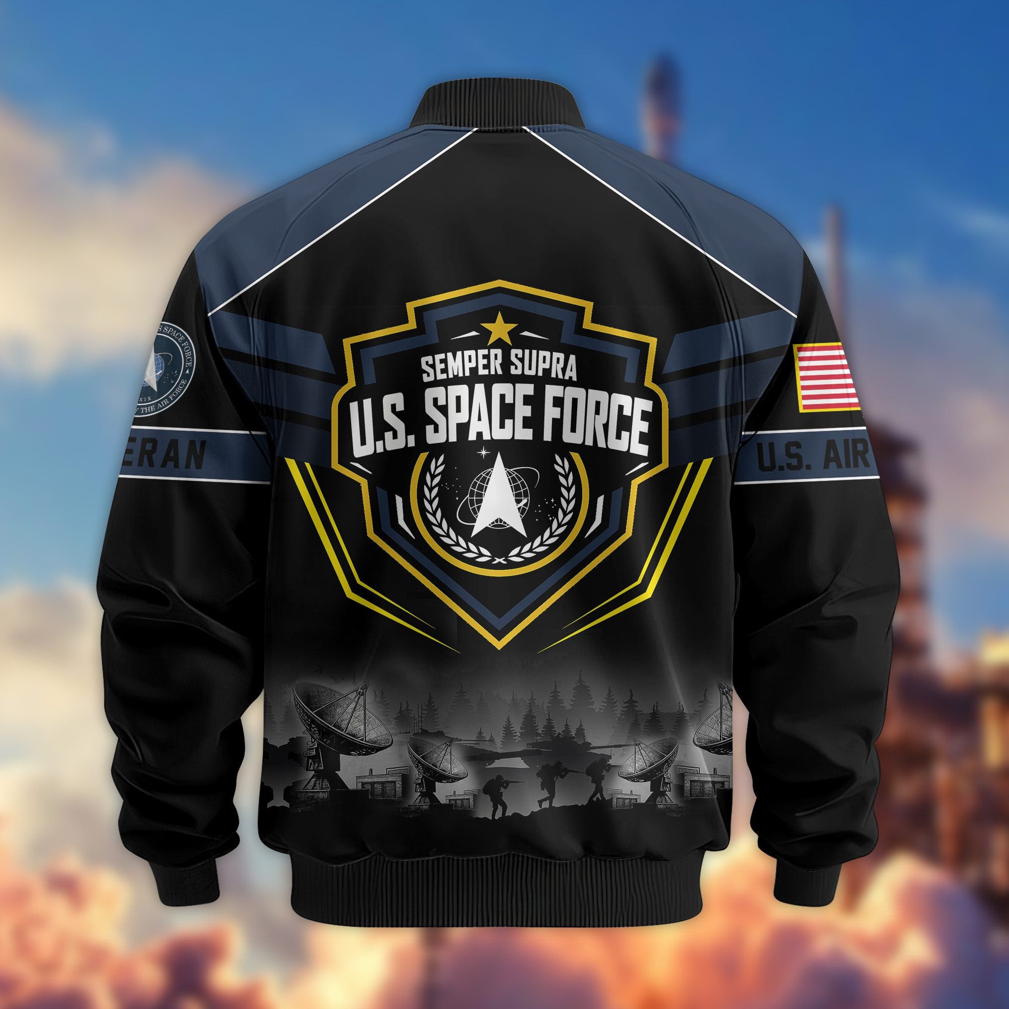 Premium US Veterans Bomber Jacket, Gifts For US Veterans, Gifts On Father's Day, Veterans Day.