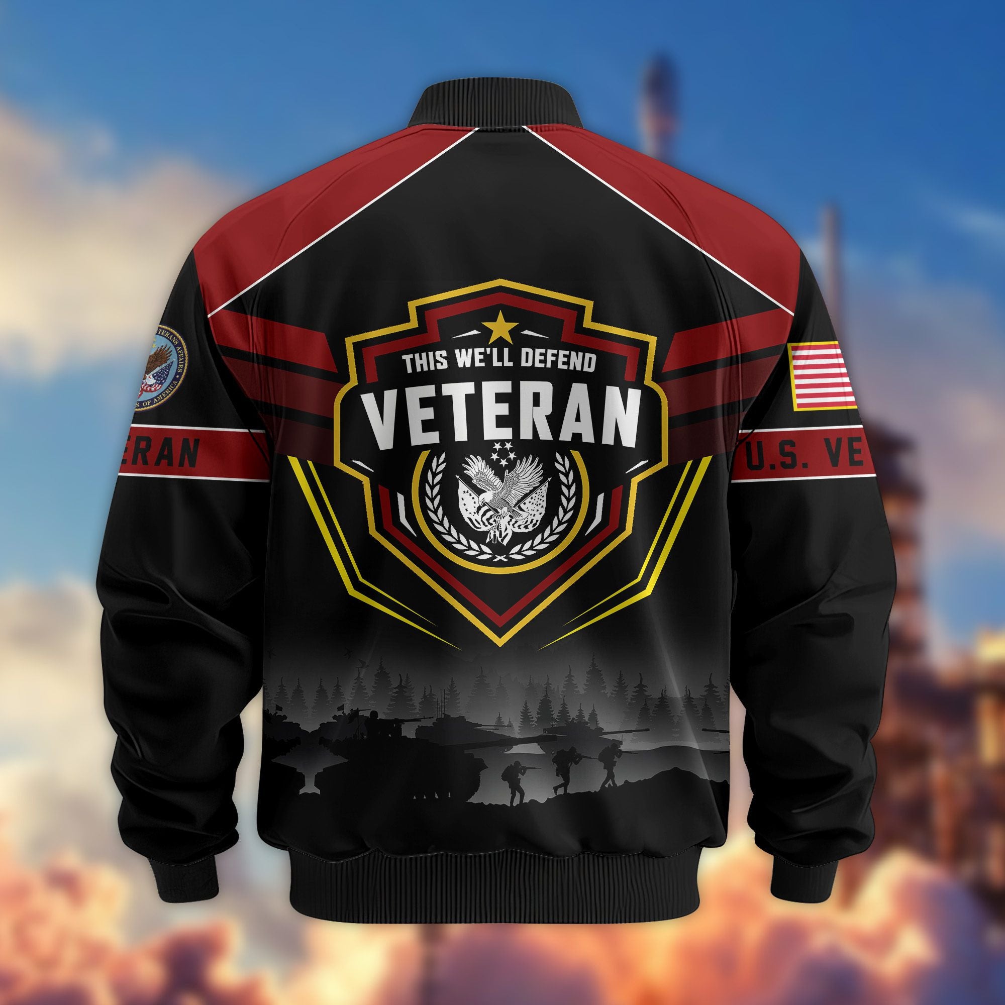 Premium US Veterans Bomber Jacket, Gifts For US Veterans, Gifts On Father's Day, Veterans Day.