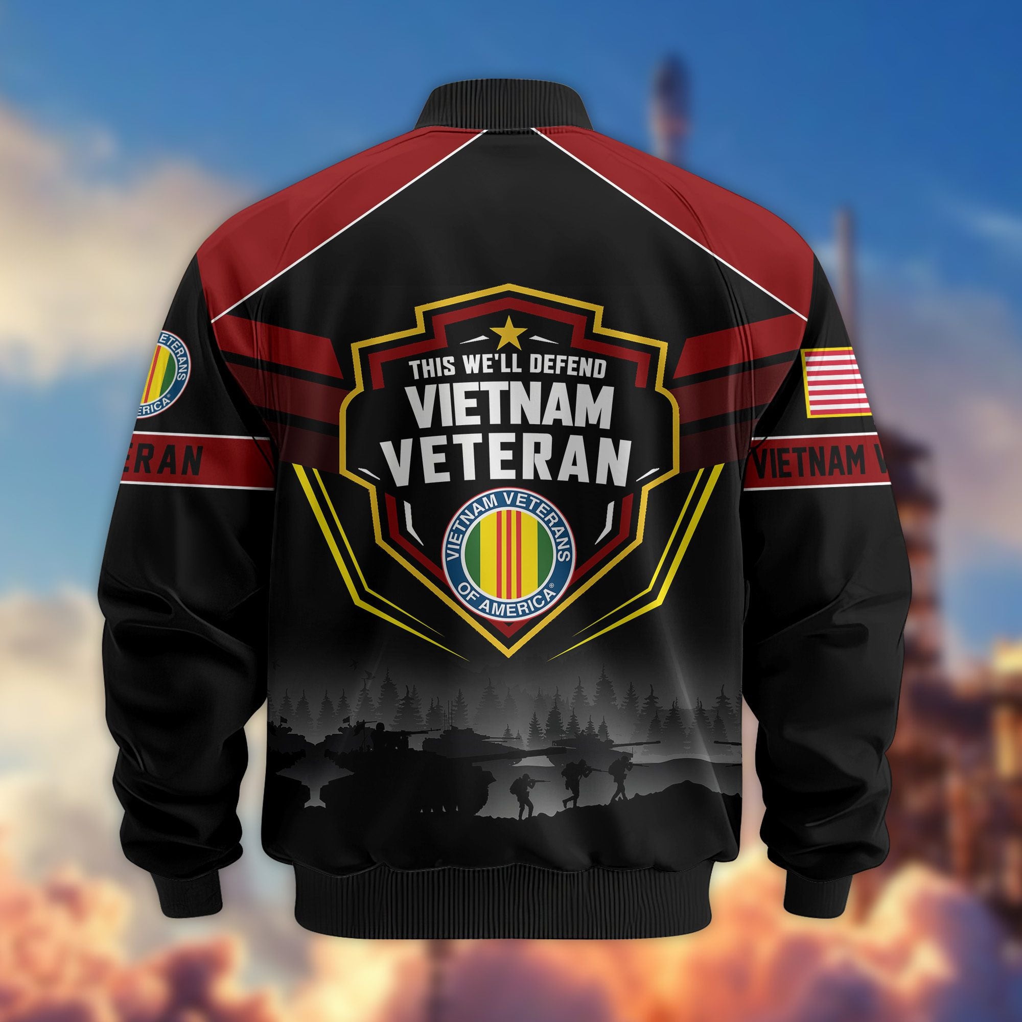 Premium US Veterans Bomber Jacket, Gifts For US Veterans, Gifts On Father's Day, Veterans Day.
