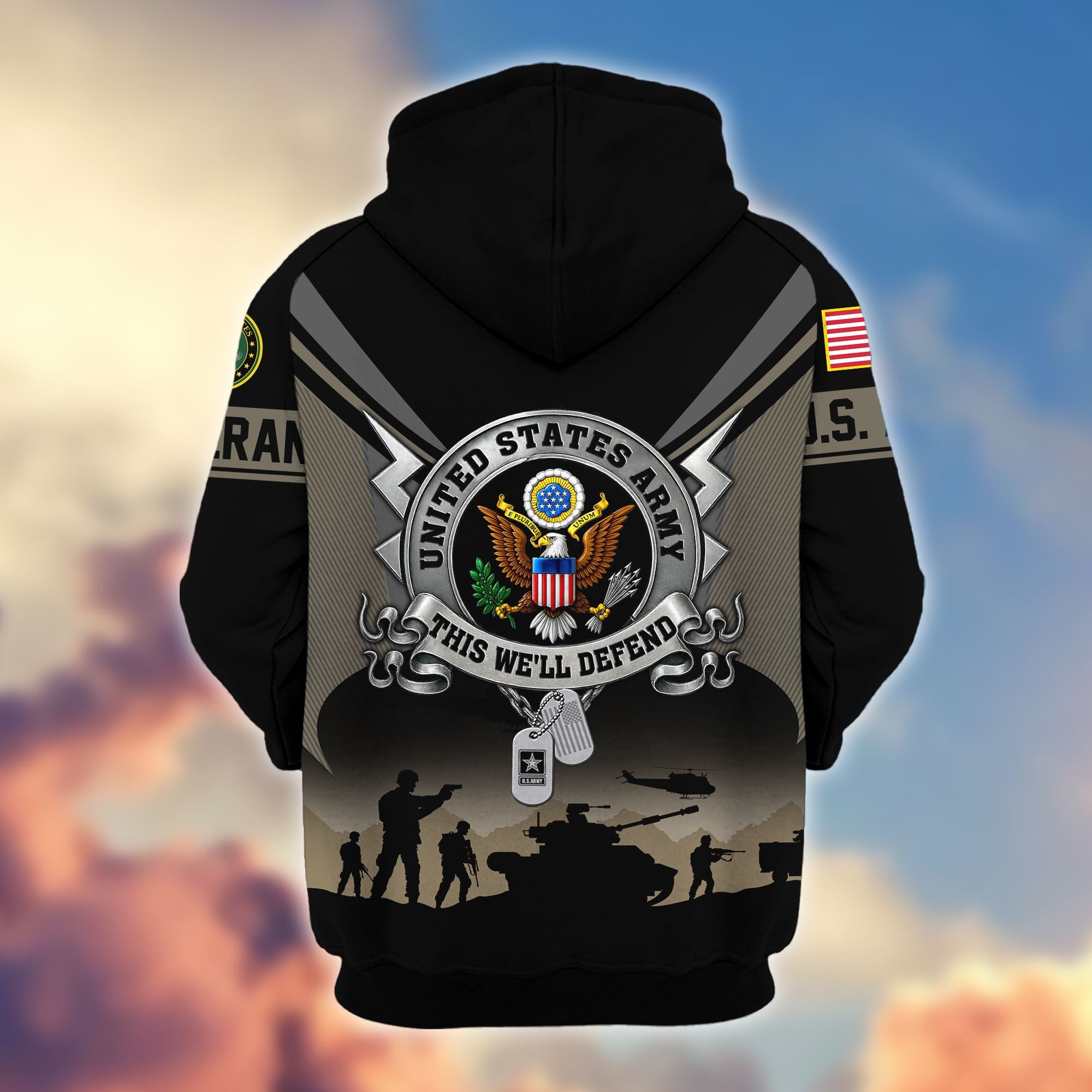 Premium US Veterans Zip Hoodie, Gifts For US Veterans, Gifts On Father's Day, Veterans Day.