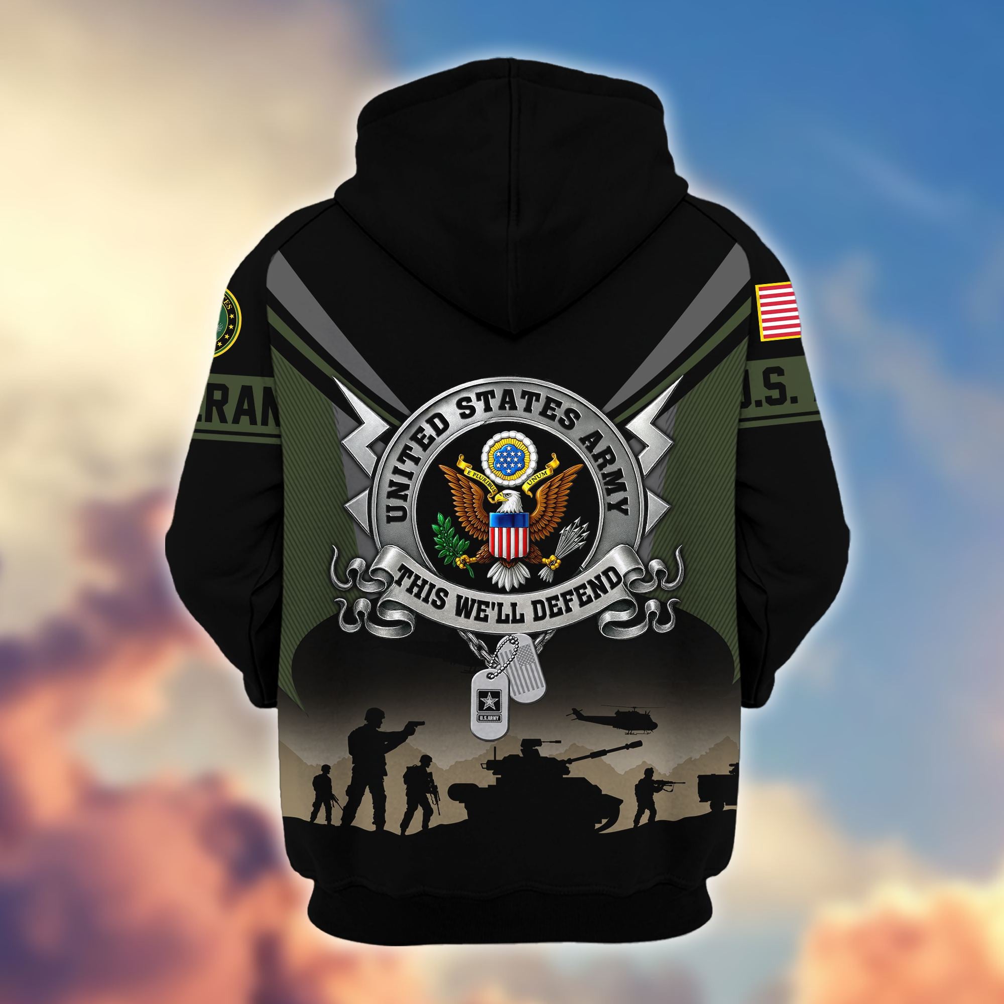 Premium US Veterans Zip Hoodie, Gifts For US Veterans, Gifts On Father's Day, Veterans Day.