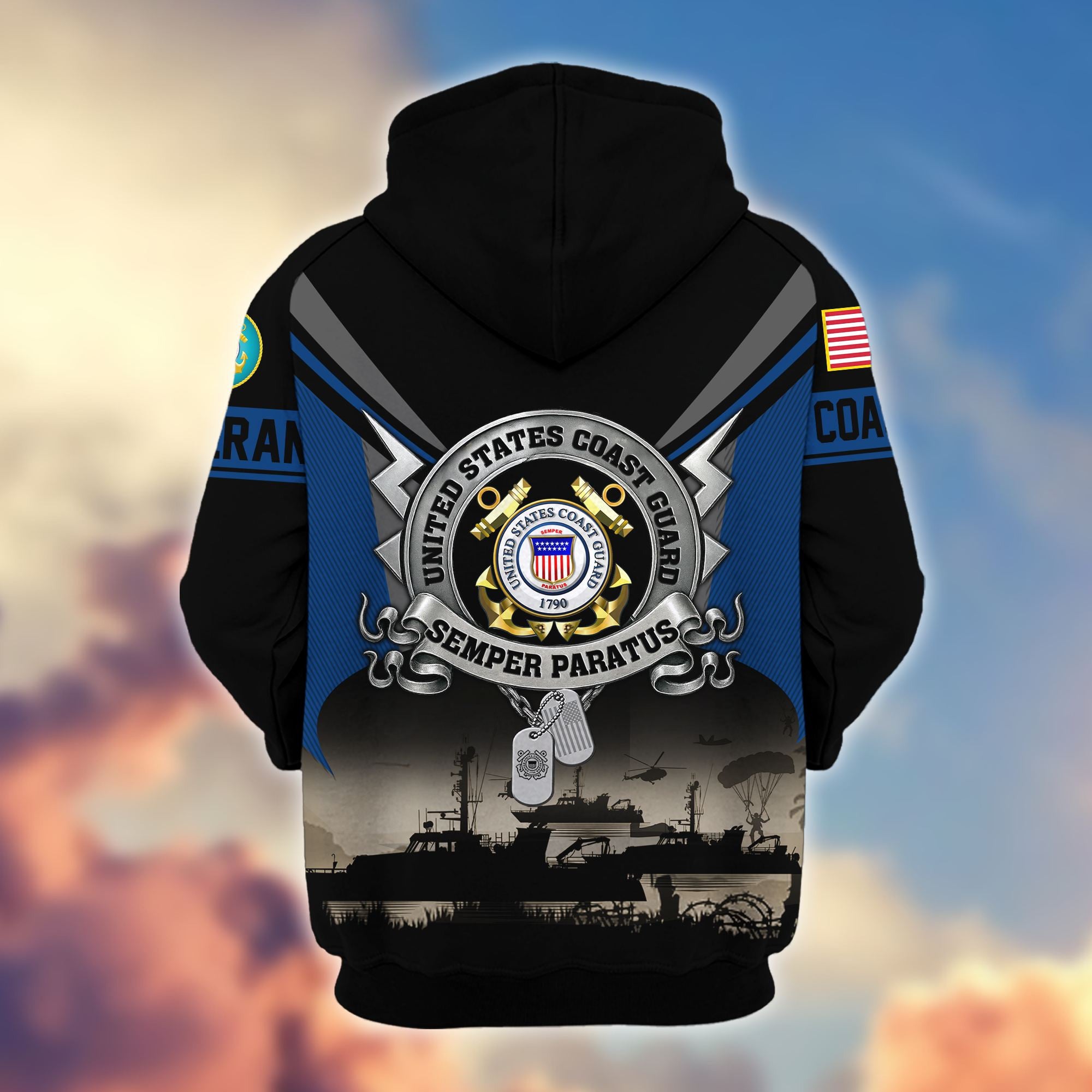 Premium US Veterans Zip Hoodie, Gifts For US Veterans, Gifts On Father's Day, Veterans Day.