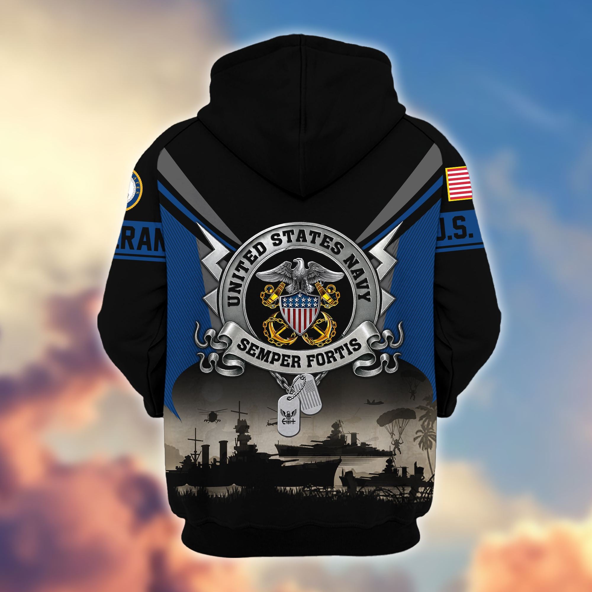 Premium US Veterans Zip Hoodie, Gifts For US Veterans, Gifts On Father's Day, Veterans Day.