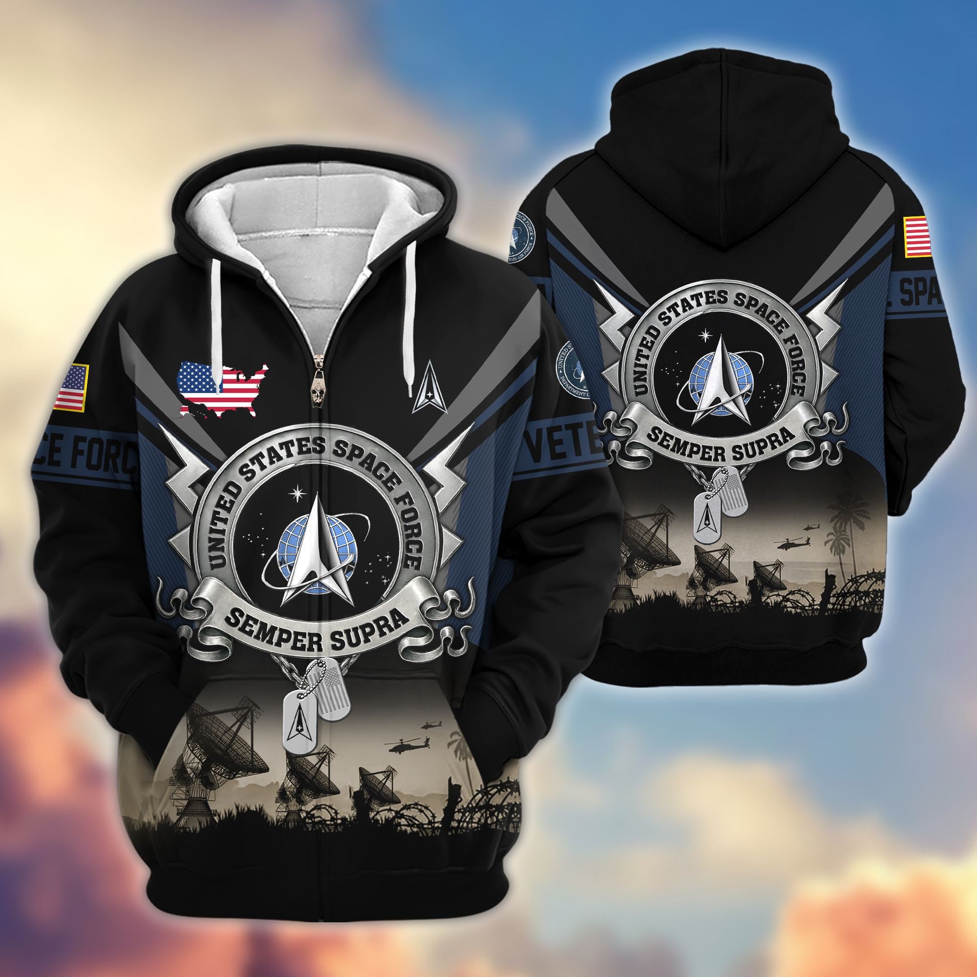 Premium US Veterans Zip Hoodie, Gifts For US Veterans, Gifts On Father's Day, Veterans Day.