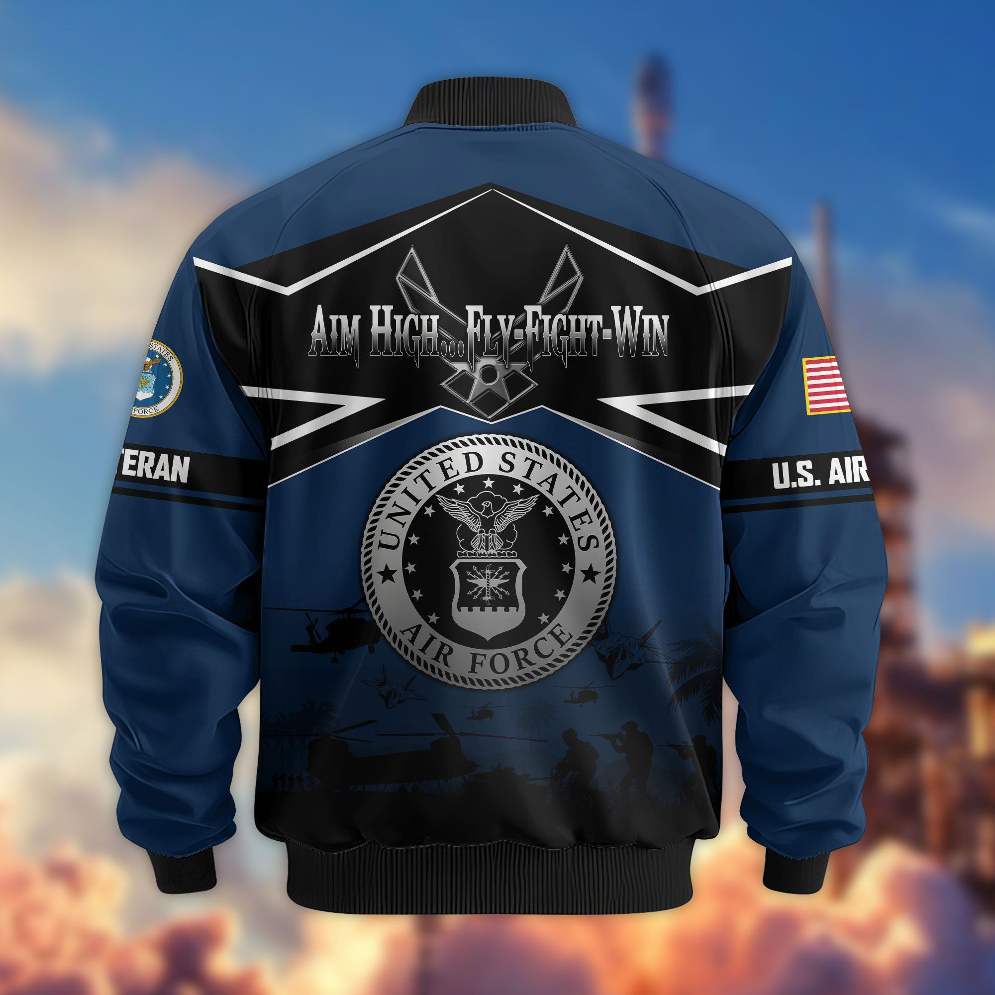 Premium US Veterans Bomber Jacket, Gifts For US Veterans, Gifts On Father's Day, Veterans Day.