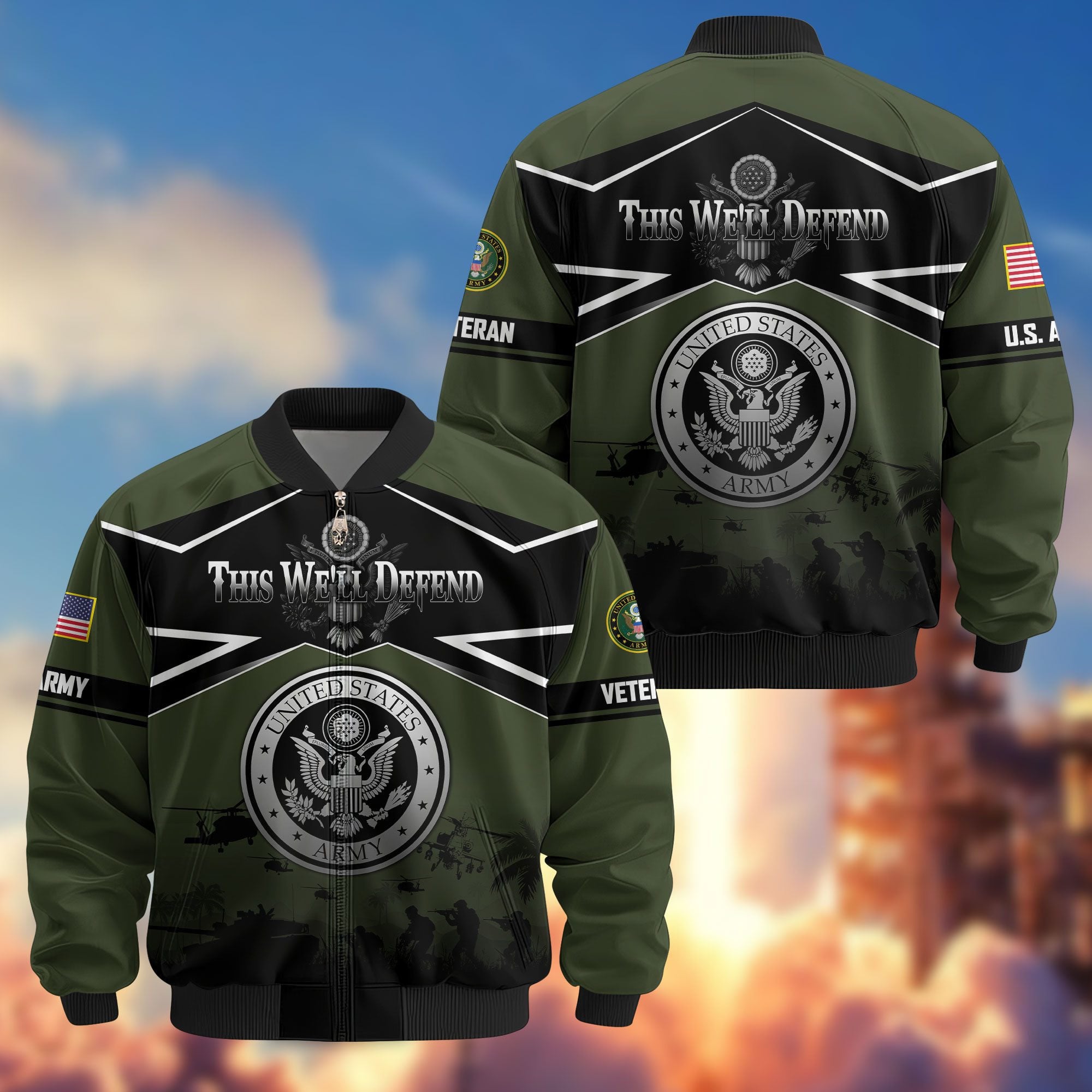 Premium US Veterans Bomber Jacket, Gifts For US Veterans, Gifts On Father's Day, Veterans Day.