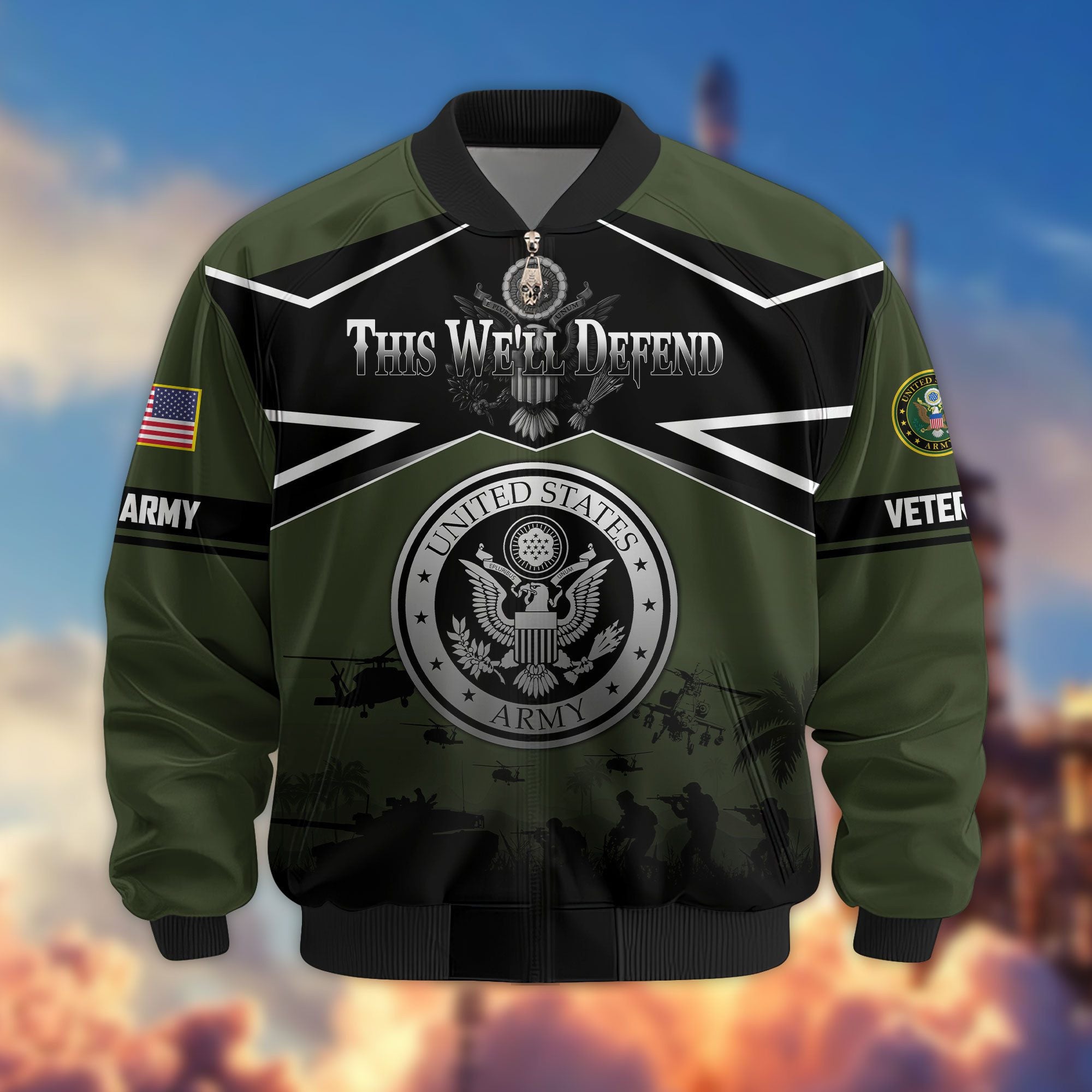 Premium US Veterans Bomber Jacket, Gifts For US Veterans, Gifts On Father's Day, Veterans Day.