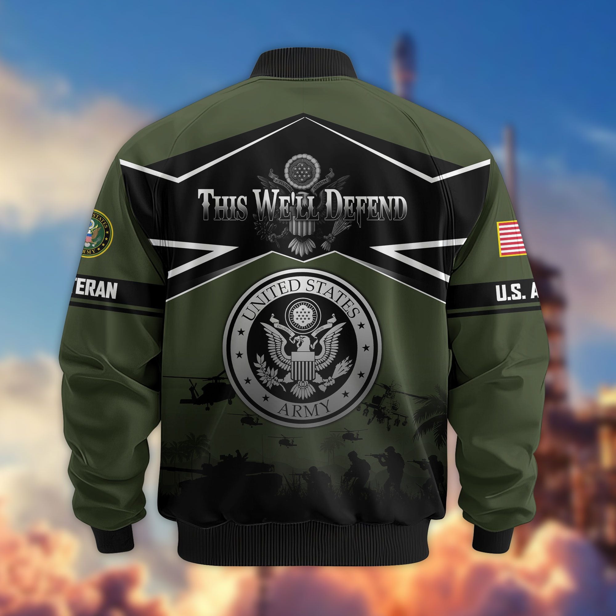 Premium US Veterans Bomber Jacket, Gifts For US Veterans, Gifts On Father's Day, Veterans Day.