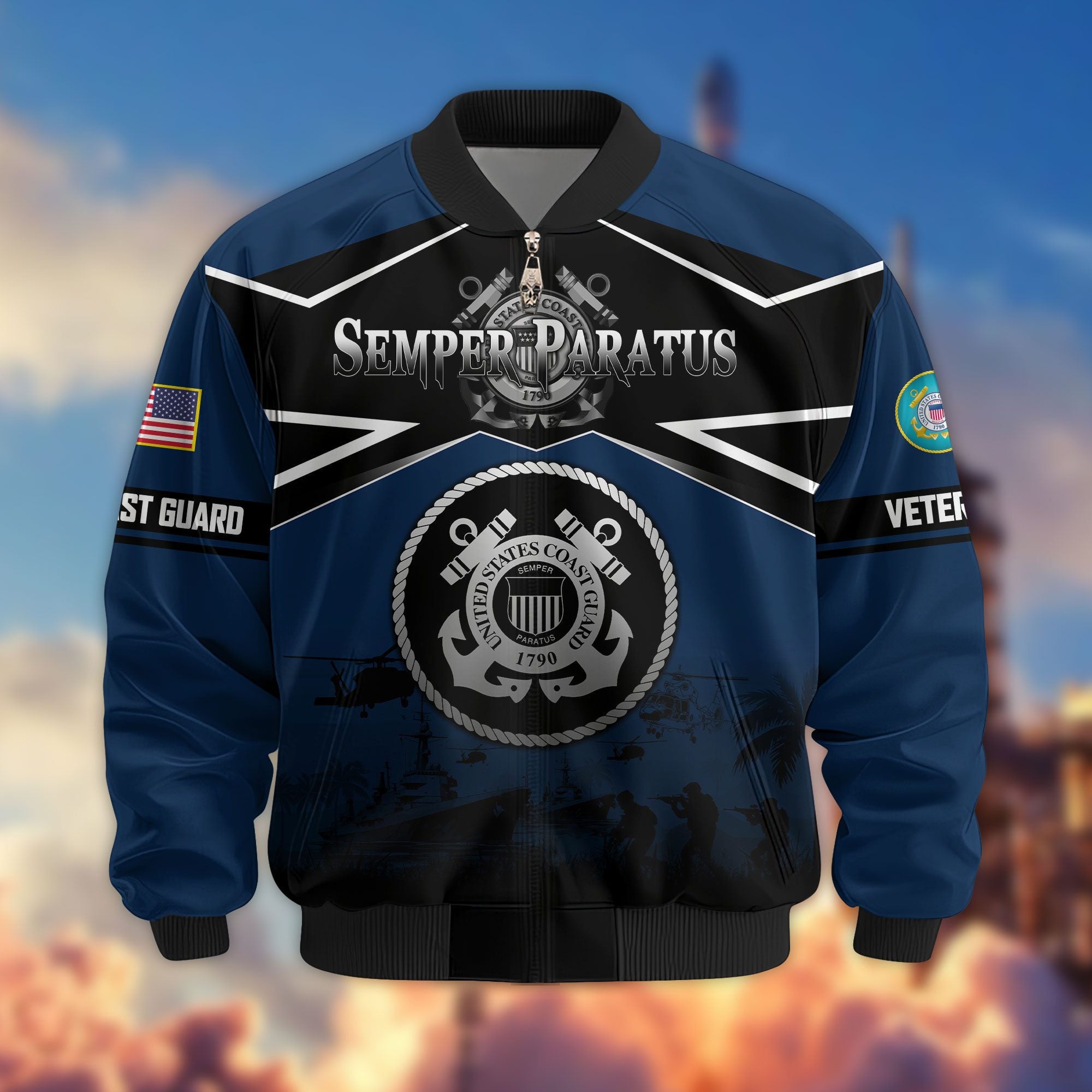 Premium US Veterans Bomber Jacket, Gifts For US Veterans, Gifts On Father's Day, Veterans Day.