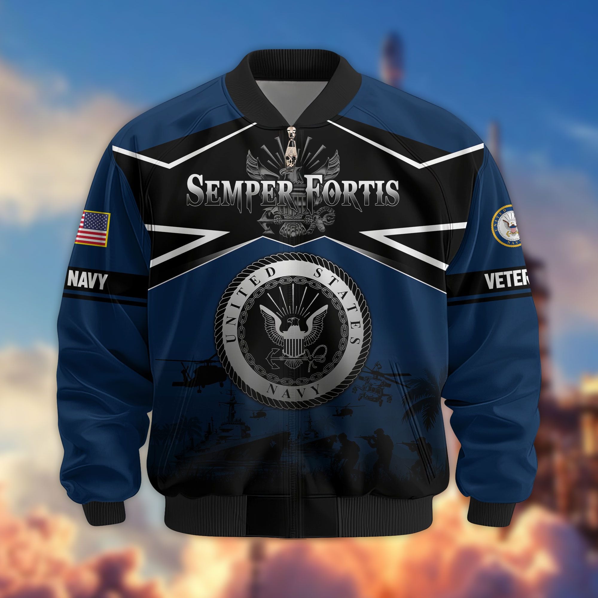 Premium US Veterans Bomber Jacket, Gifts For US Veterans, Gifts On Father's Day, Veterans Day.