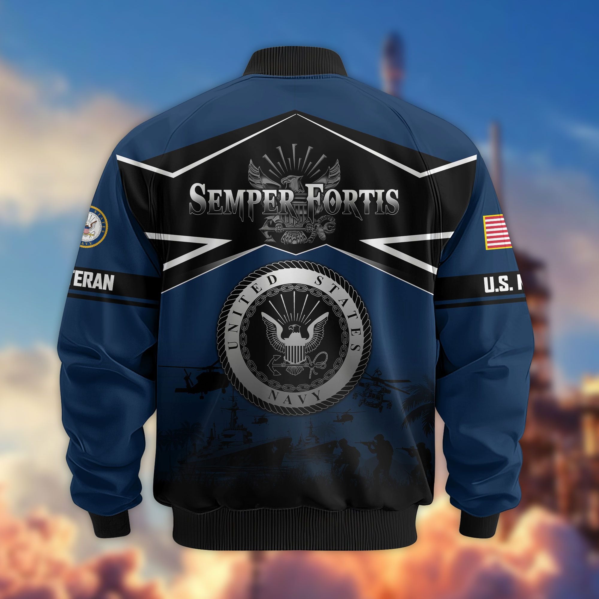 Premium US Veterans Bomber Jacket, Gifts For US Veterans, Gifts On Father's Day, Veterans Day.