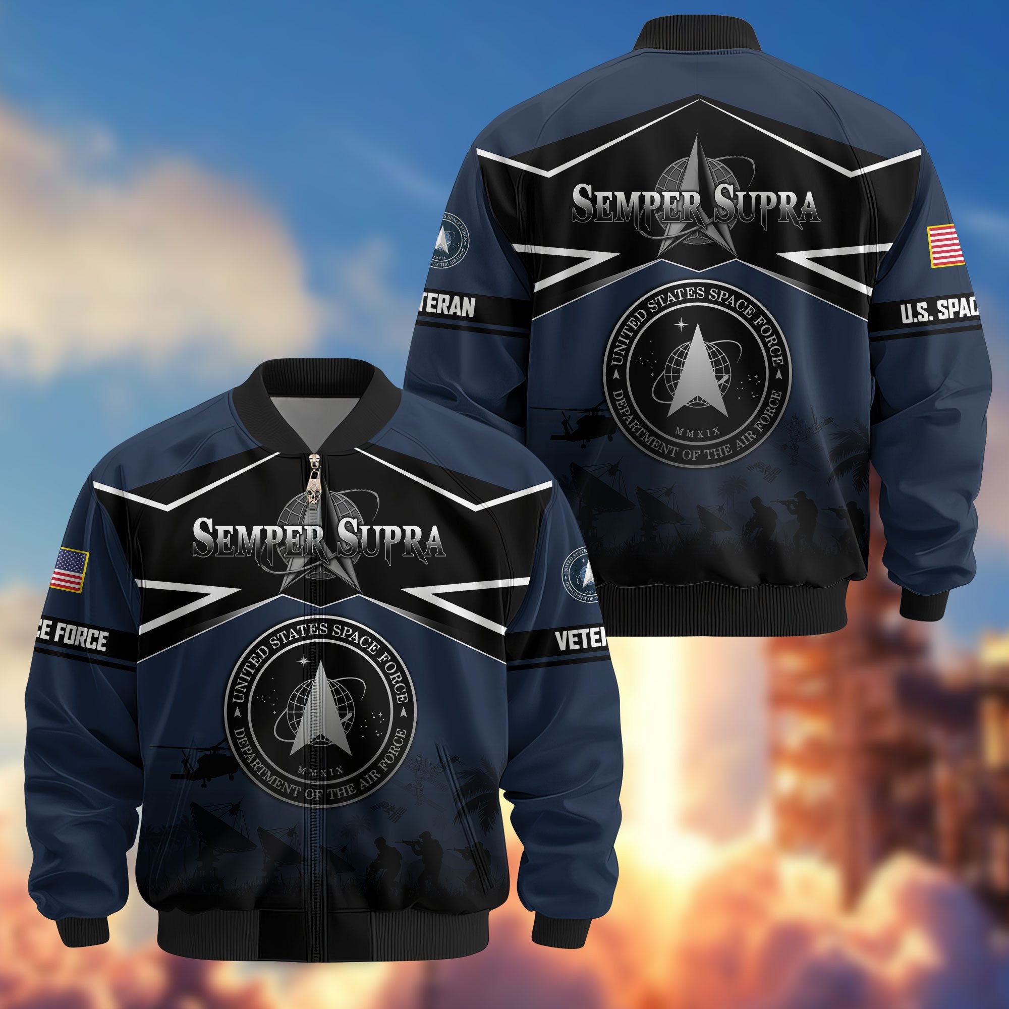 Premium US Veterans Bomber Jacket, Gifts For US Veterans, Gifts On Father's Day, Veterans Day.