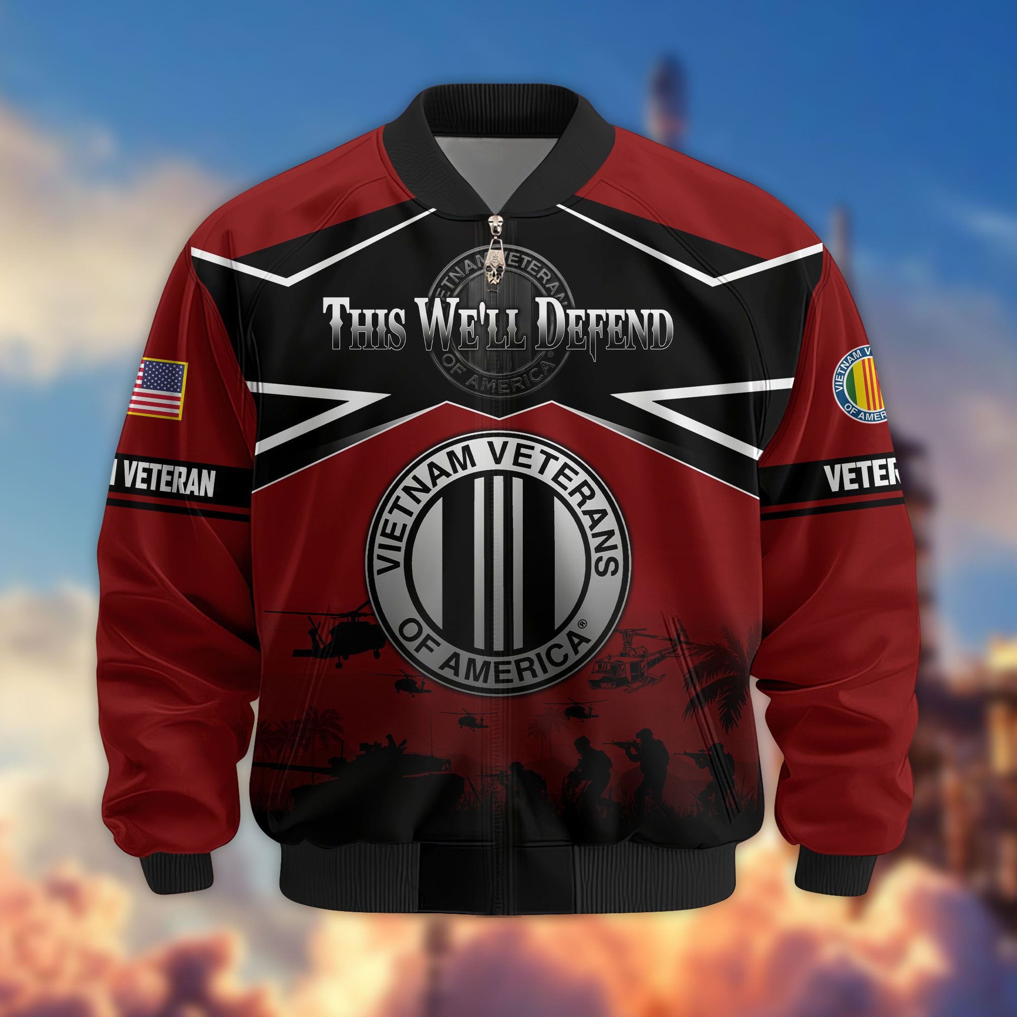 Premium US Veterans Bomber Jacket, Gifts For US Veterans, Gifts On Father's Day, Veterans Day.