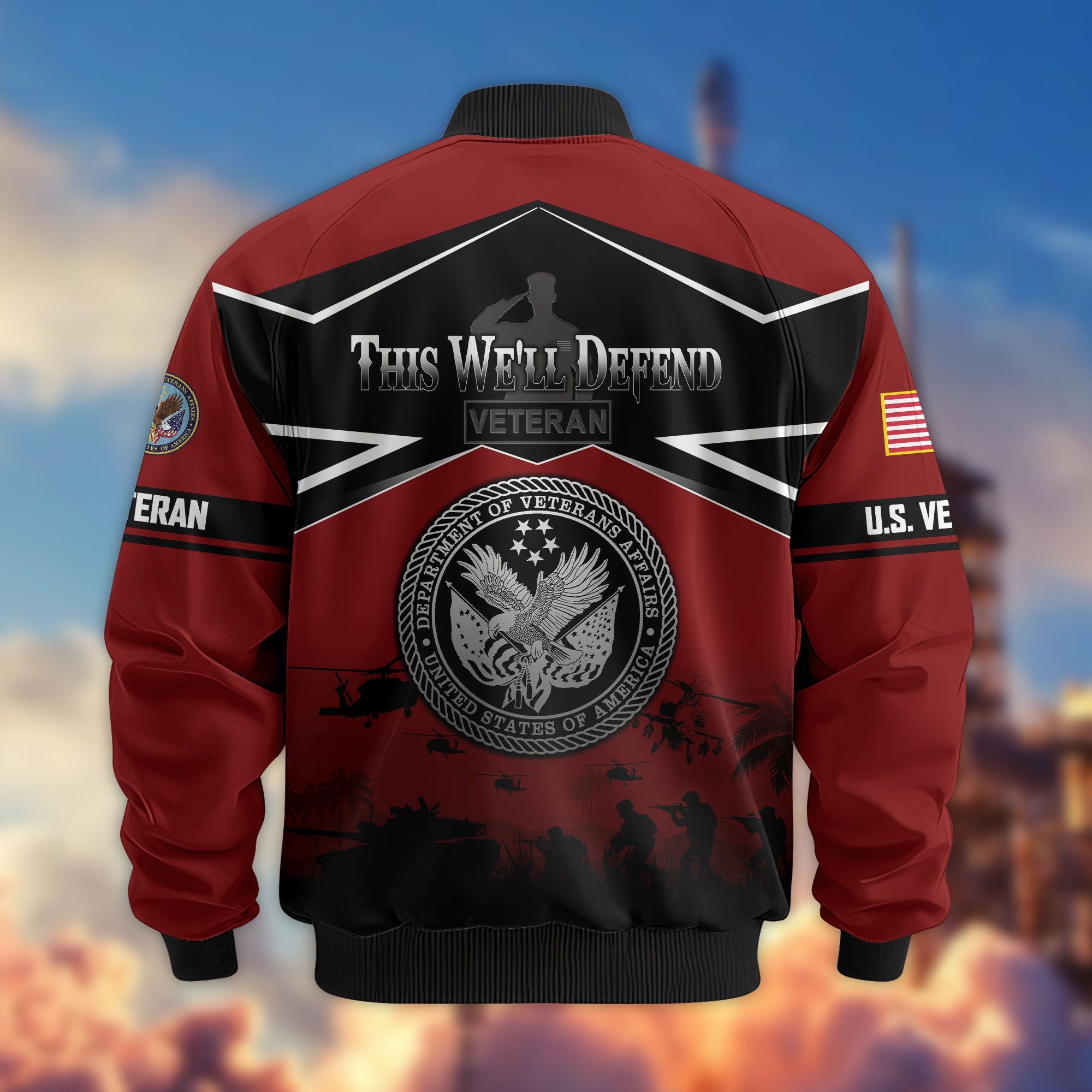 Premium US Veterans Bomber Jacket, Gifts For US Veterans, Gifts On Father's Day, Veterans Day.