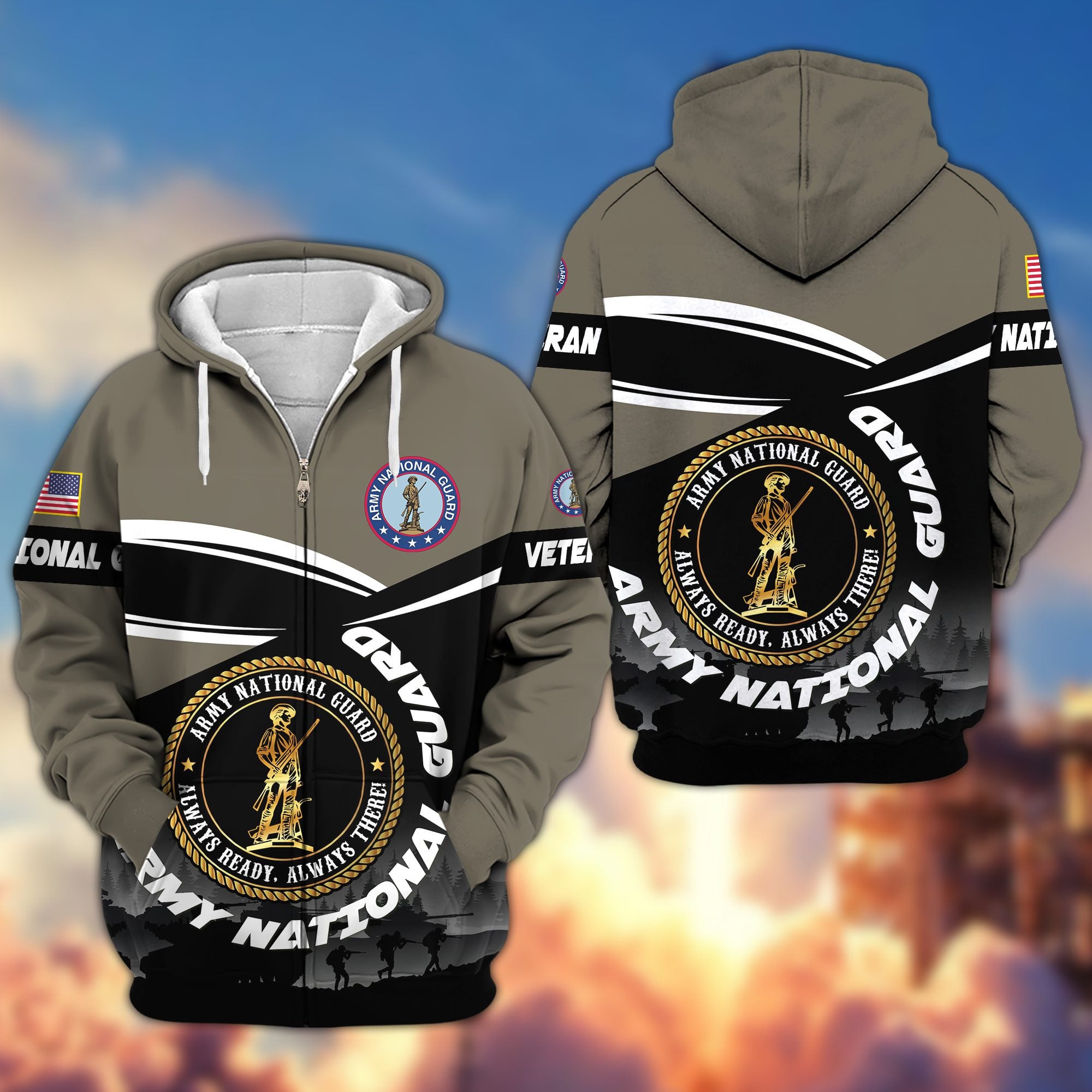Premium US Veterans Zip Hoodie, Gifts For US Veterans, Gifts On Father's Day, Veterans Day.