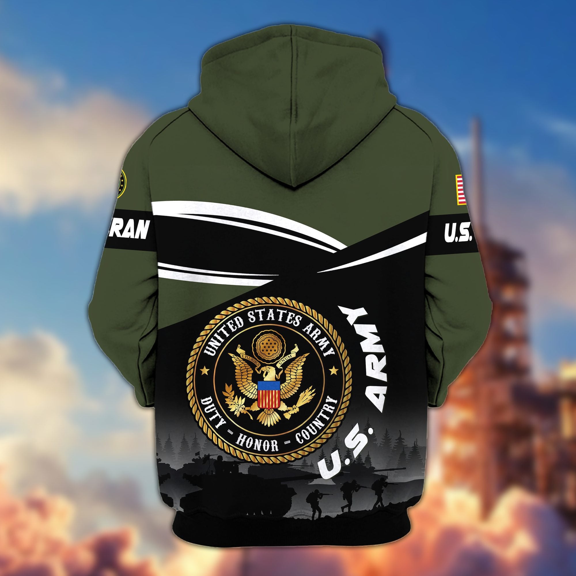 Premium US Veterans Zip Hoodie, Gifts For US Veterans, Gifts On Father's Day, Veterans Day.