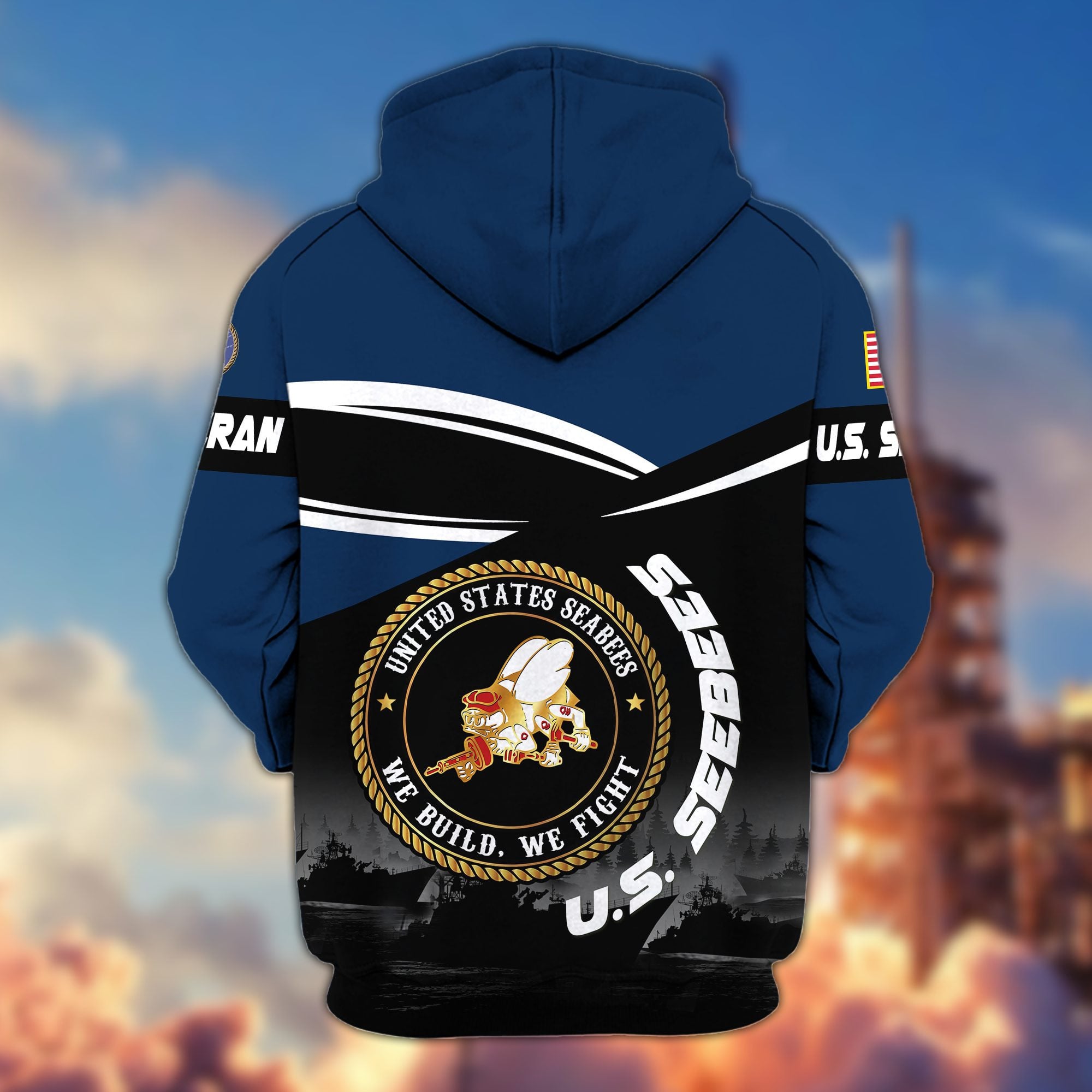 Premium US Veterans Zip Hoodie, Gifts For US Veterans, Gifts On Father's Day, Veterans Day.