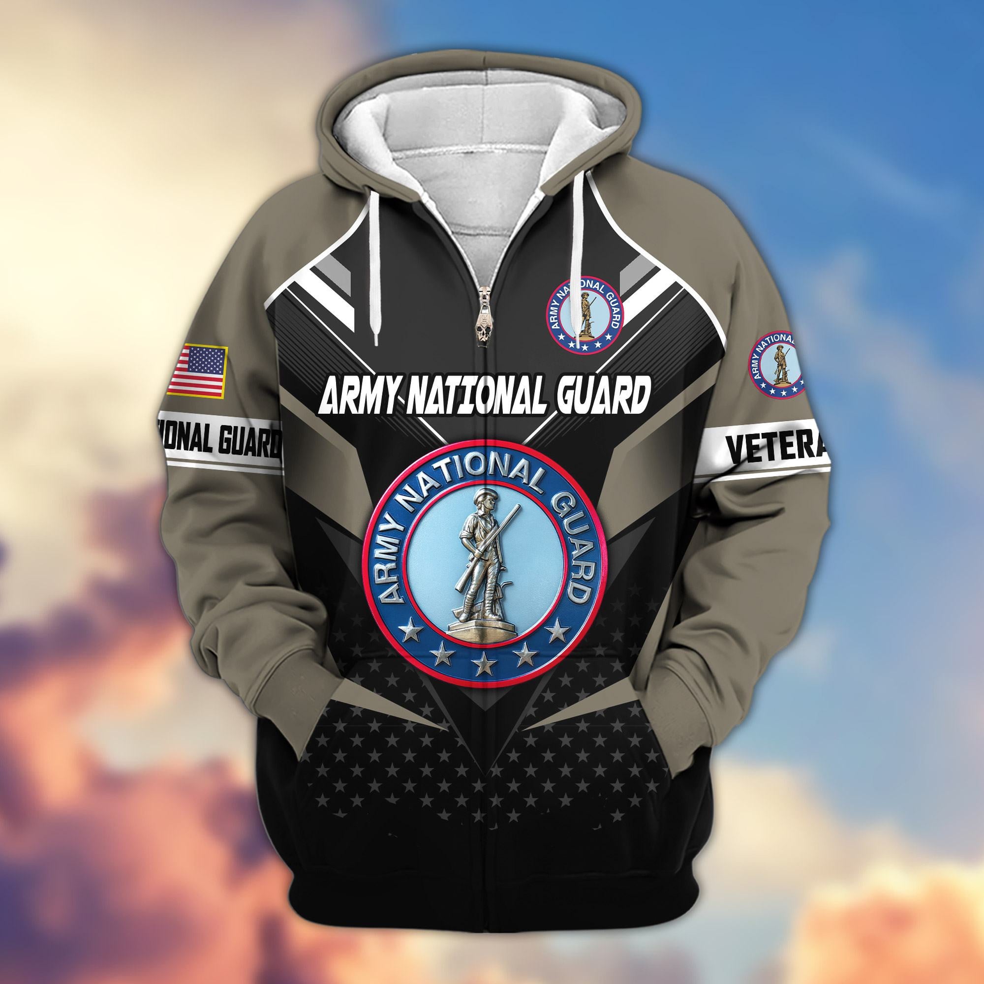 Premium US Veterans Zip Hoodie, Gifts For US Veterans, Gifts On Father's Day, Veterans Day.