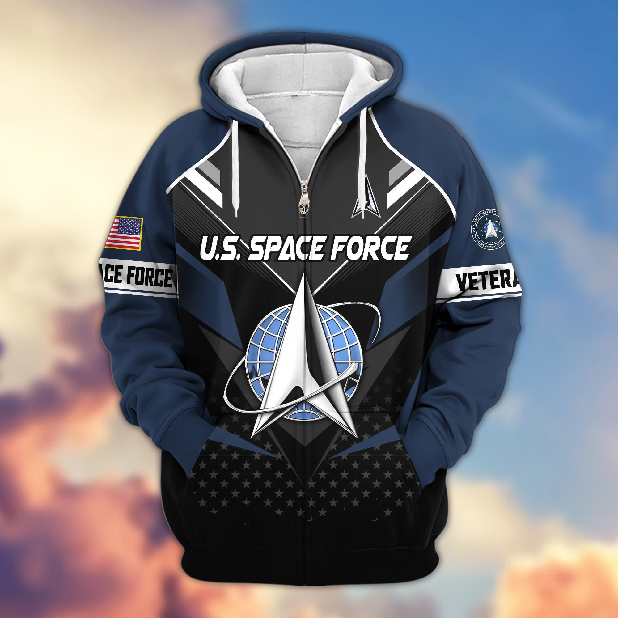 Premium US Veterans Zip Hoodie, Gifts For US Veterans, Gifts On Father's Day, Veterans Day.