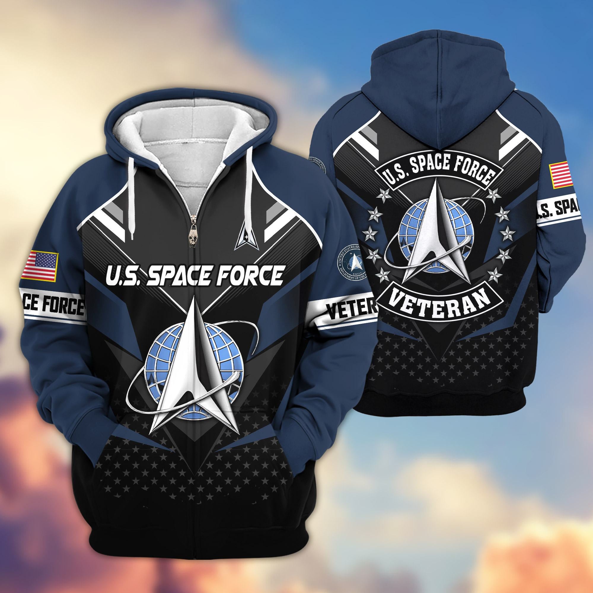 Premium US Veterans Zip Hoodie, Gifts For US Veterans, Gifts On Father's Day, Veterans Day.