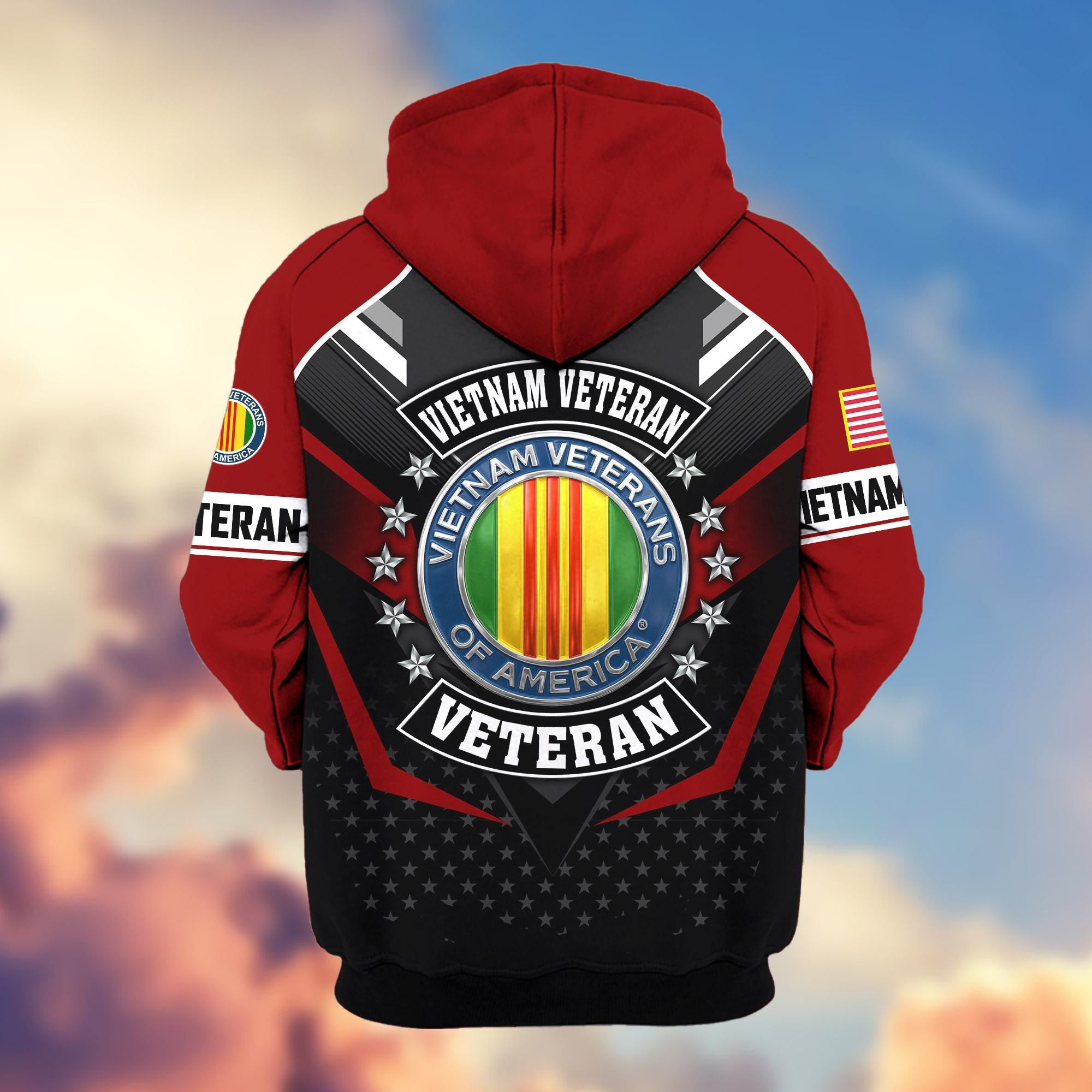 Premium US Veterans Zip Hoodie, Gifts For US Veterans, Gifts On Father's Day, Veterans Day.