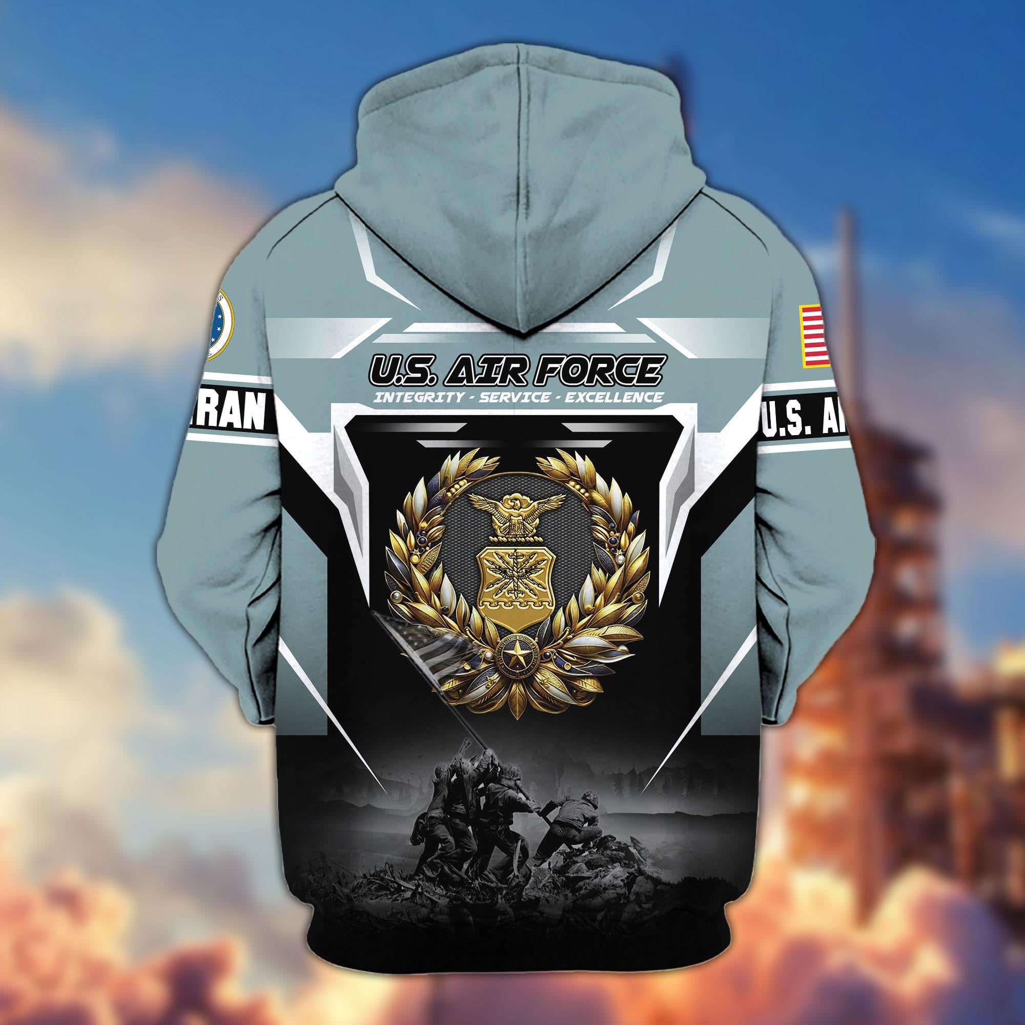 Premium US Veterans Zip Hoodie, Gifts For US Veterans, Gifts On Father's Day, Veterans Day.