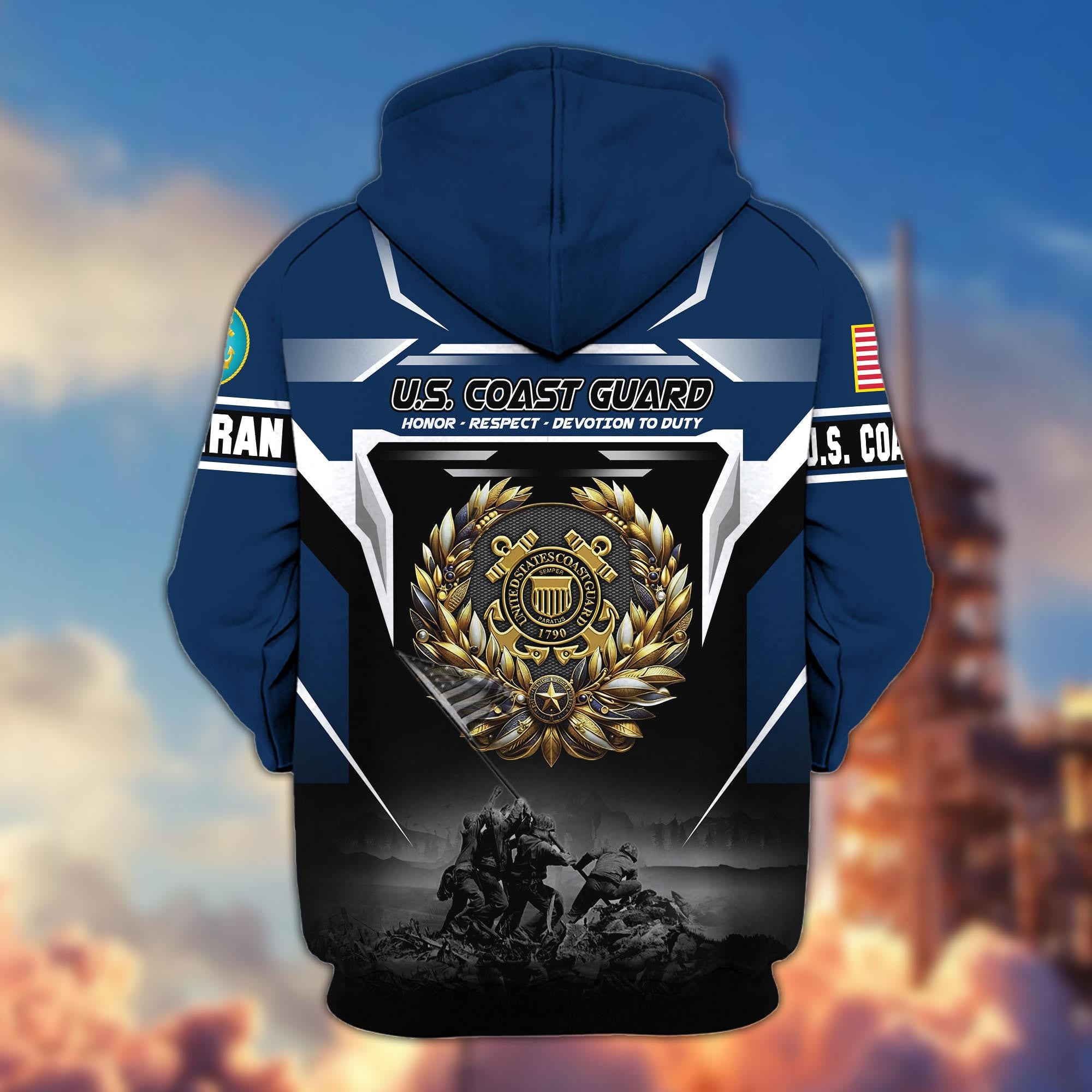 Premium US Veterans Zip Hoodie, Gifts For US Veterans, Gifts On Father's Day, Veterans Day.
