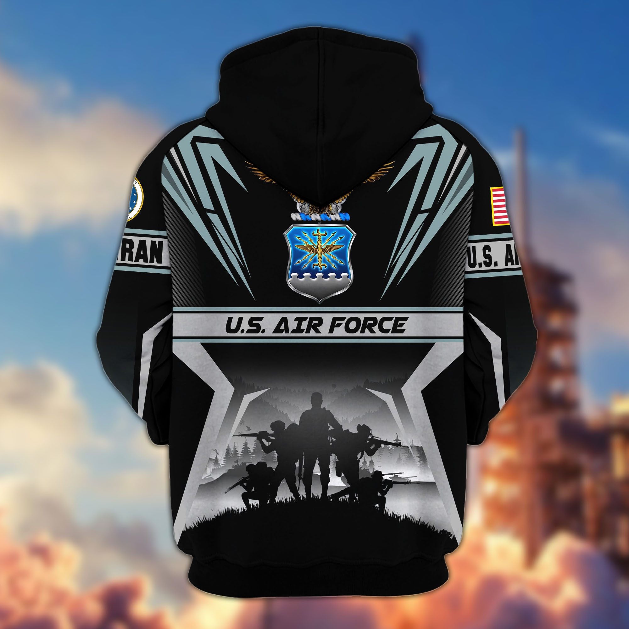 Premium US Veterans Zip Hoodie, Gifts For US Veterans, Gifts On Father's Day, Veterans Day.
