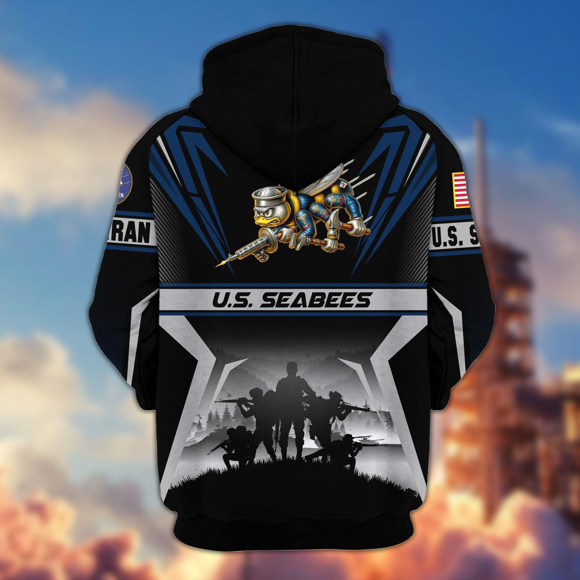 Premium US Veterans Zip Hoodie, Gifts For US Veterans, Gifts On Father's Day, Veterans Day.