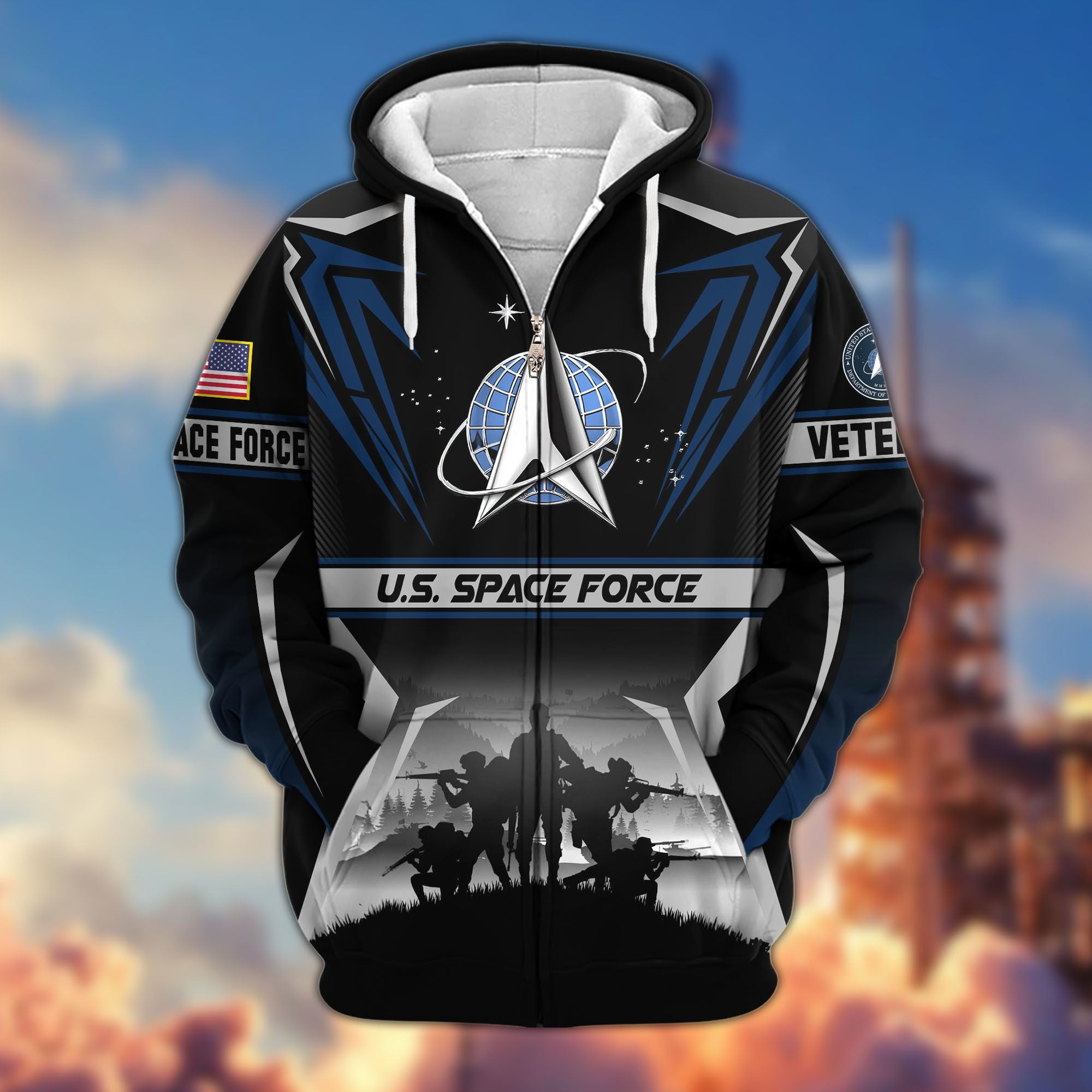 Premium US Veterans Zip Hoodie, Gifts For US Veterans, Gifts On Father's Day, Veterans Day.