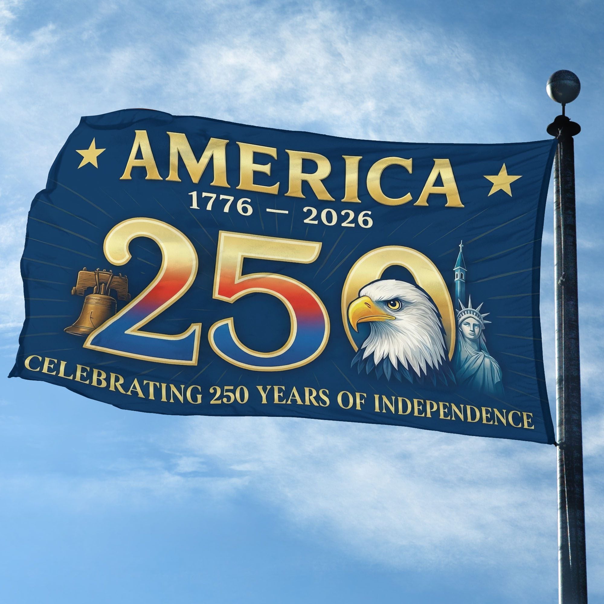 Premium America 250th Anniversary Grommet Flag, America 250th Flag, America 250th Birthday, Best Gifts On Independence Day, Veterans Day.