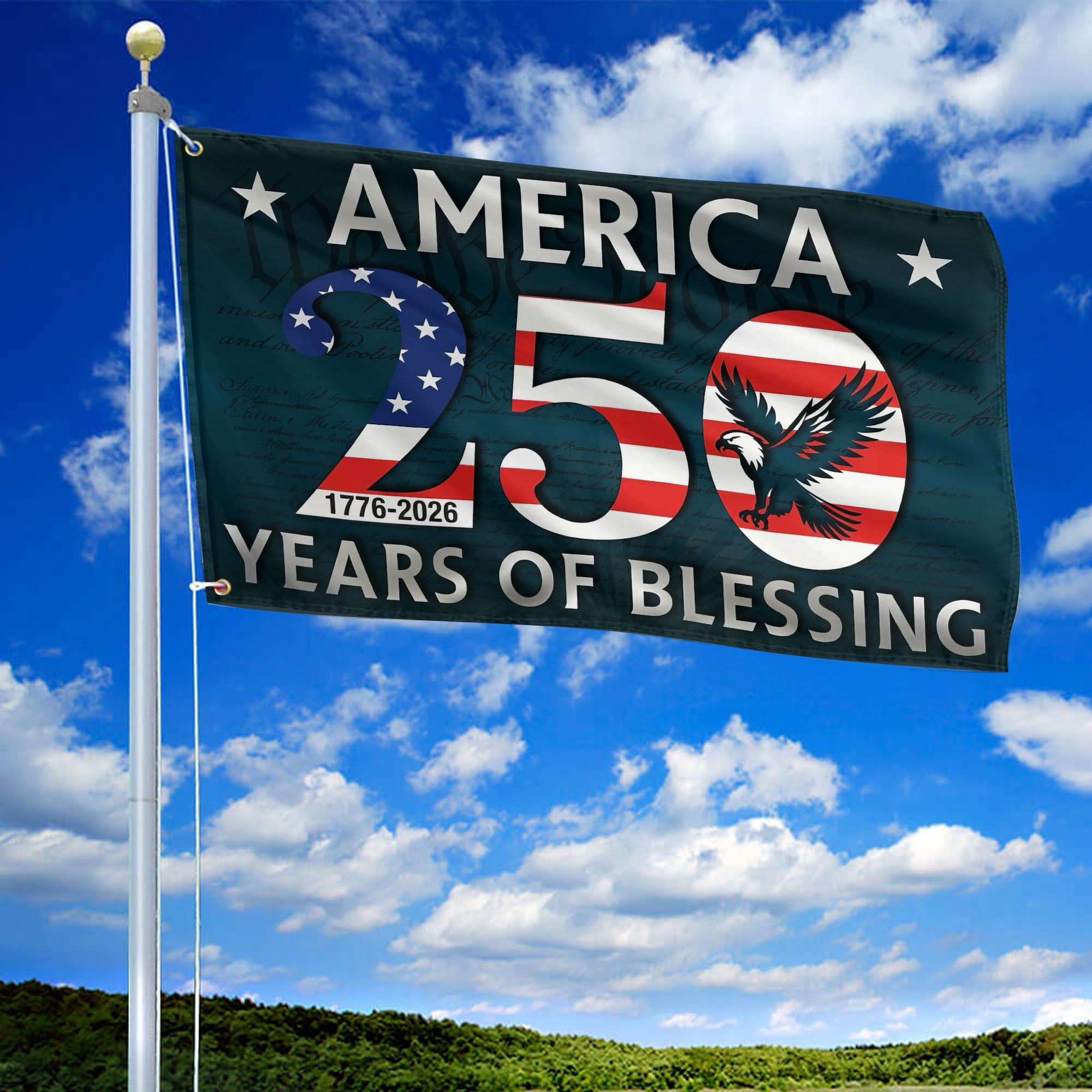 Premium America 250th Anniversary Grommet Flag, America 250th Flag, America 250th Birthday, Best Gifts On Independence Day, Veterans Day.