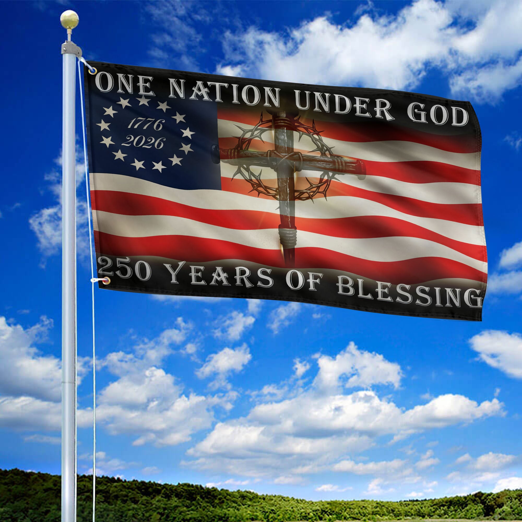 Premium America 250th Anniversary Grommet Flag, America 250th Flag, America 250th Birthday, Best Gifts On Independence Day, Veterans Day.