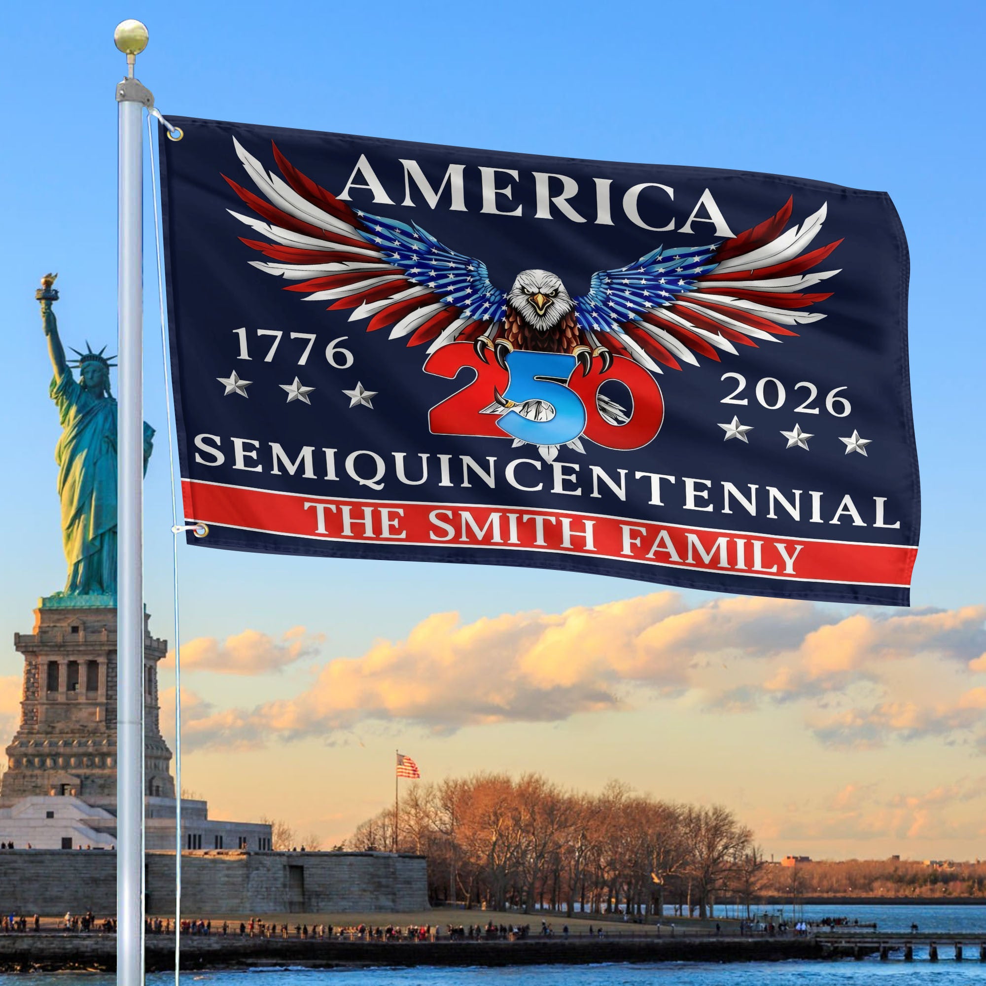 Premium Custom America 250th Anniversary Grommet Flag, America 250th Flag, America 250th Birthday, Best Gifts On Independence Day, Veterans Day.
