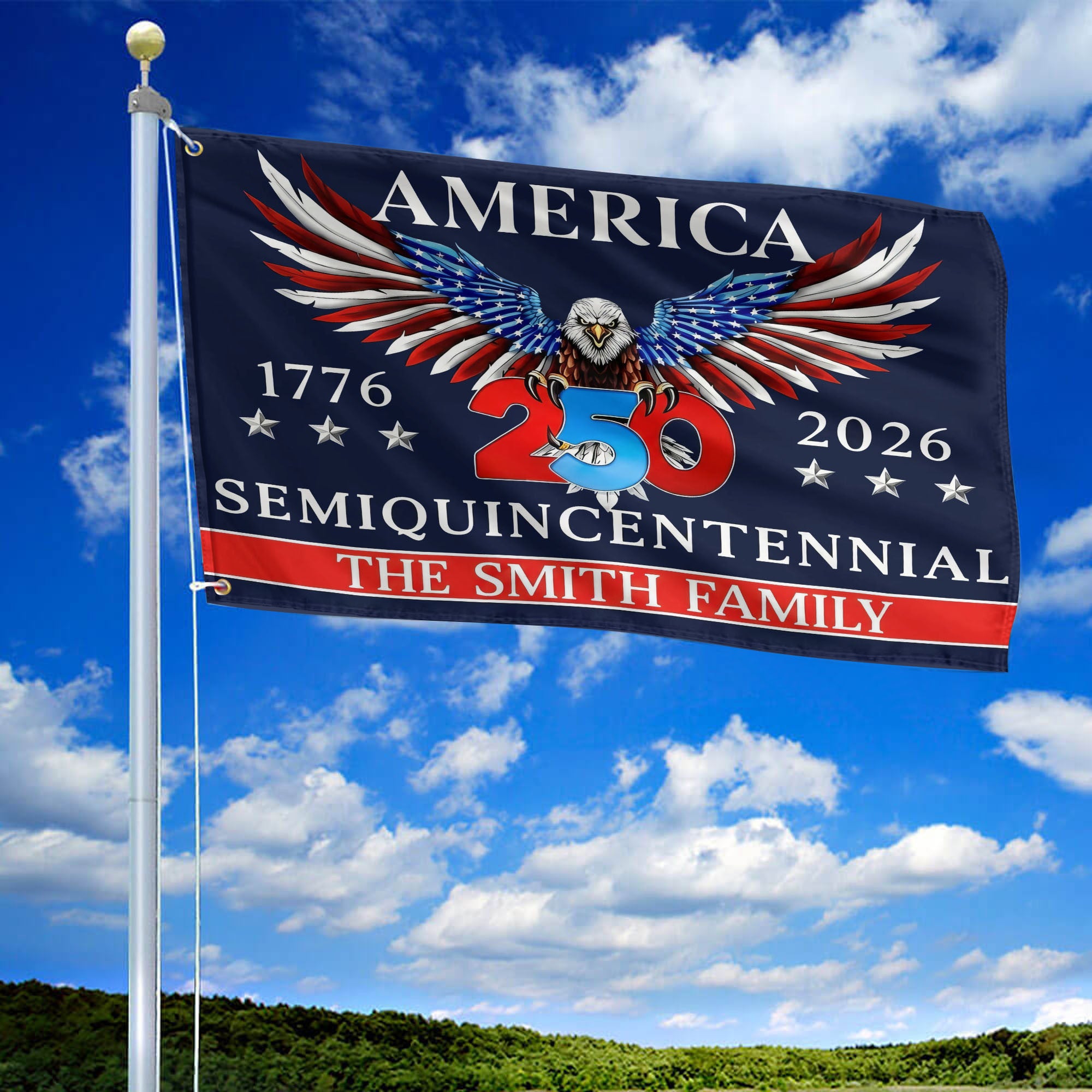 Premium Custom America 250th Anniversary Grommet Flag, America 250th Flag, America 250th Birthday, Best Gifts On Independence Day, Veterans Day.