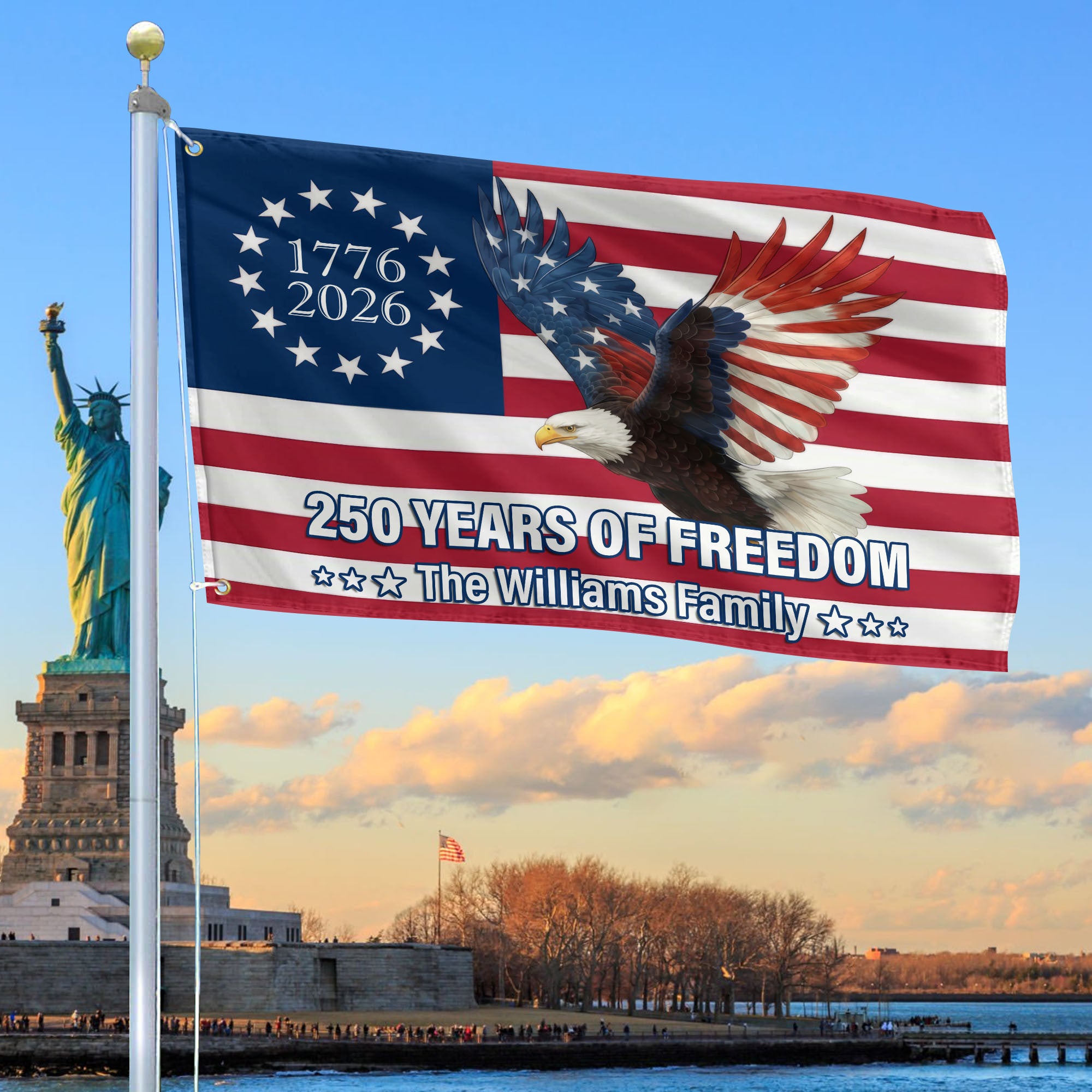 Premium Custom America 250th Anniversary Grommet Flag, America 250th Flag, America 250th Birthday, Best Gifts On Independence Day, Veterans Day.