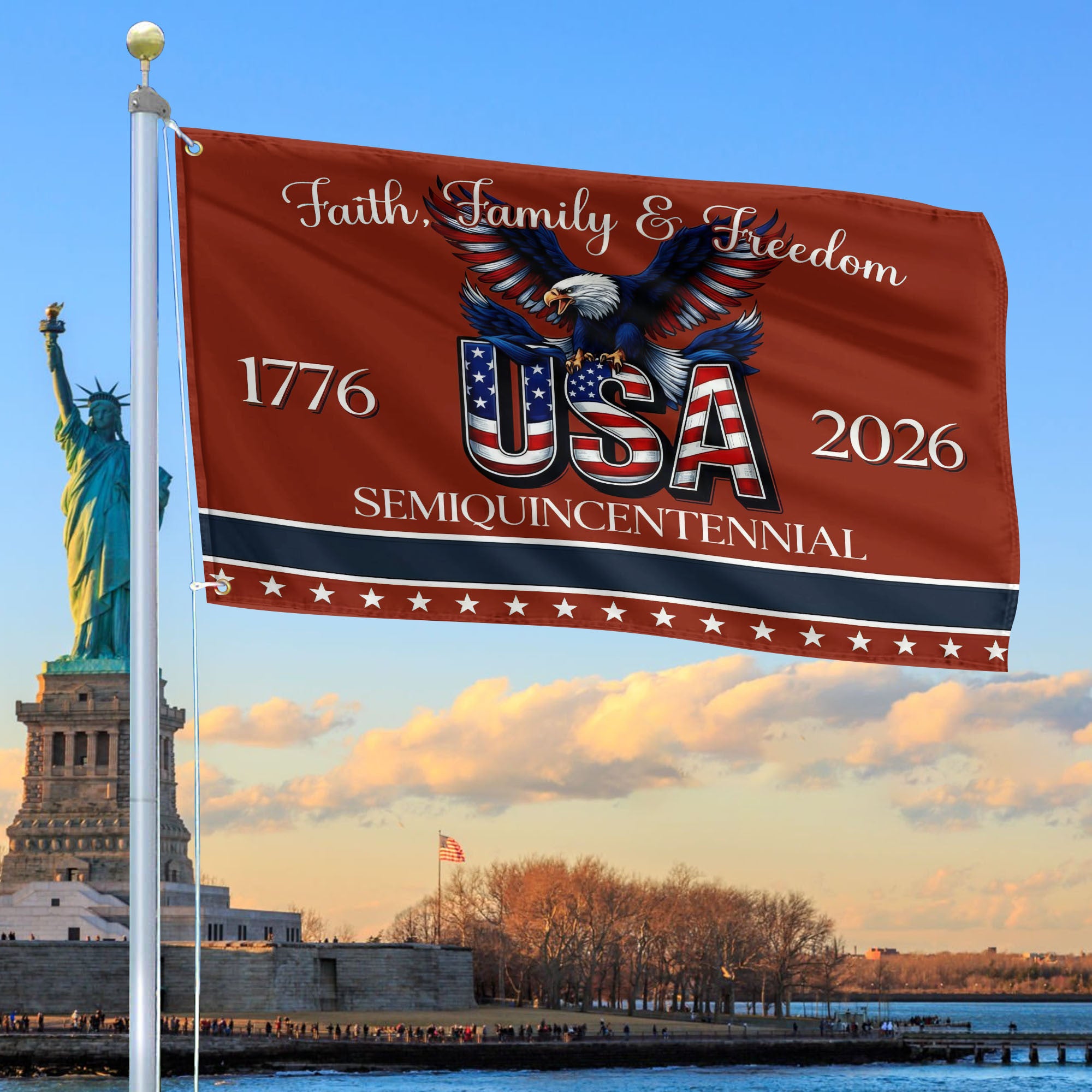 Premium America 250th Anniversary Grommet Flag, America 250th Flag, America 250th Birthday, Best Gifts On Independence Day, Veterans Day.
