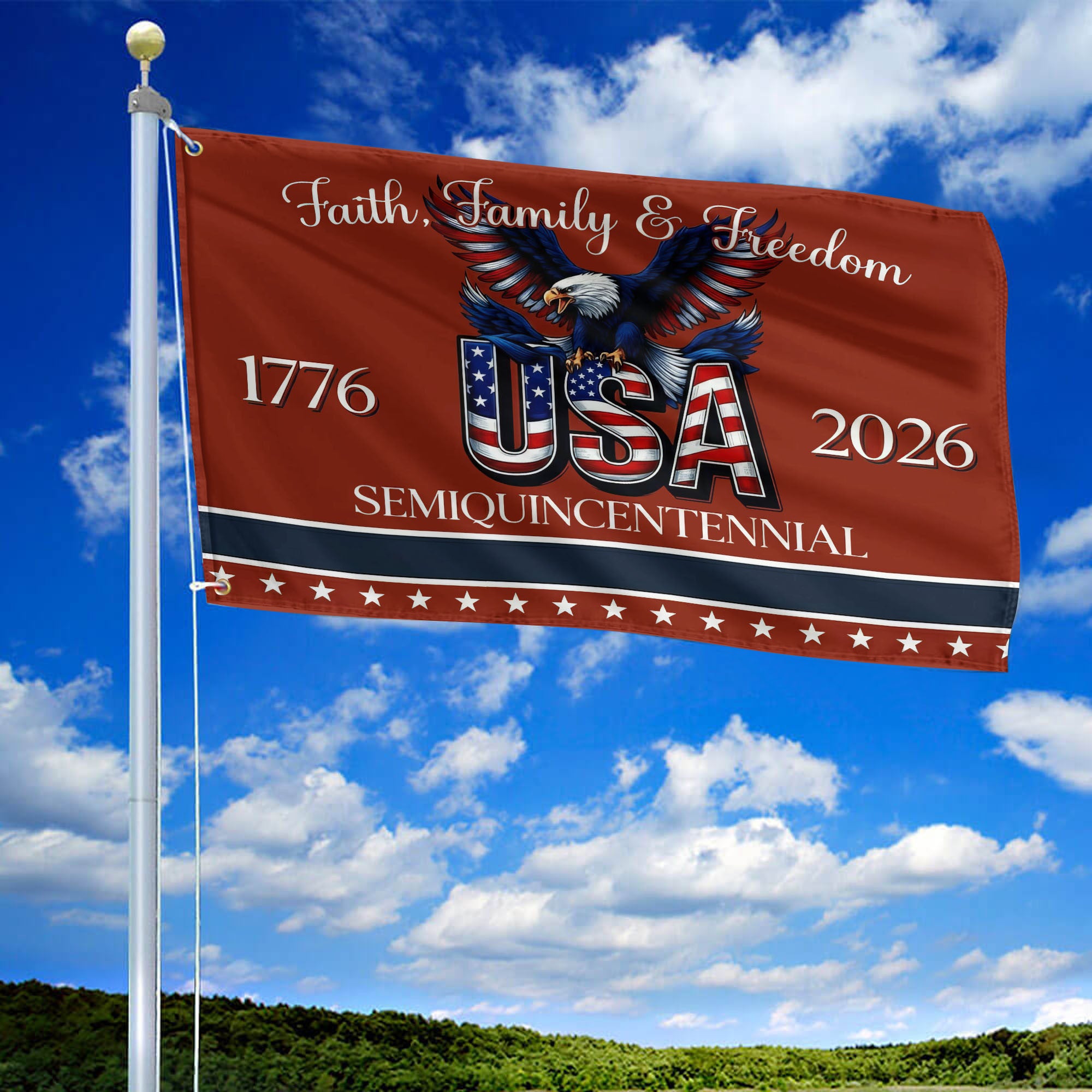 Premium America 250th Anniversary Grommet Flag, America 250th Flag, America 250th Birthday, Best Gifts On Independence Day, Veterans Day.