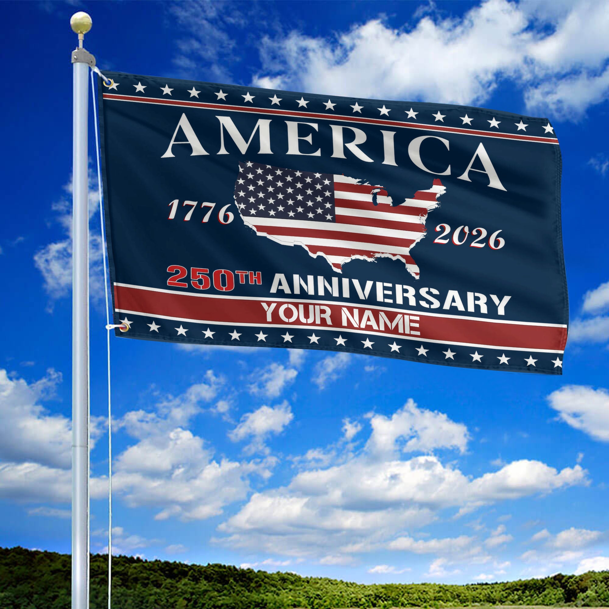Premium Custom America 250th Anniversary Grommet Flag, America 250th Flag, America 250th Birthday, Best Gifts On Independence Day, Veterans Day.